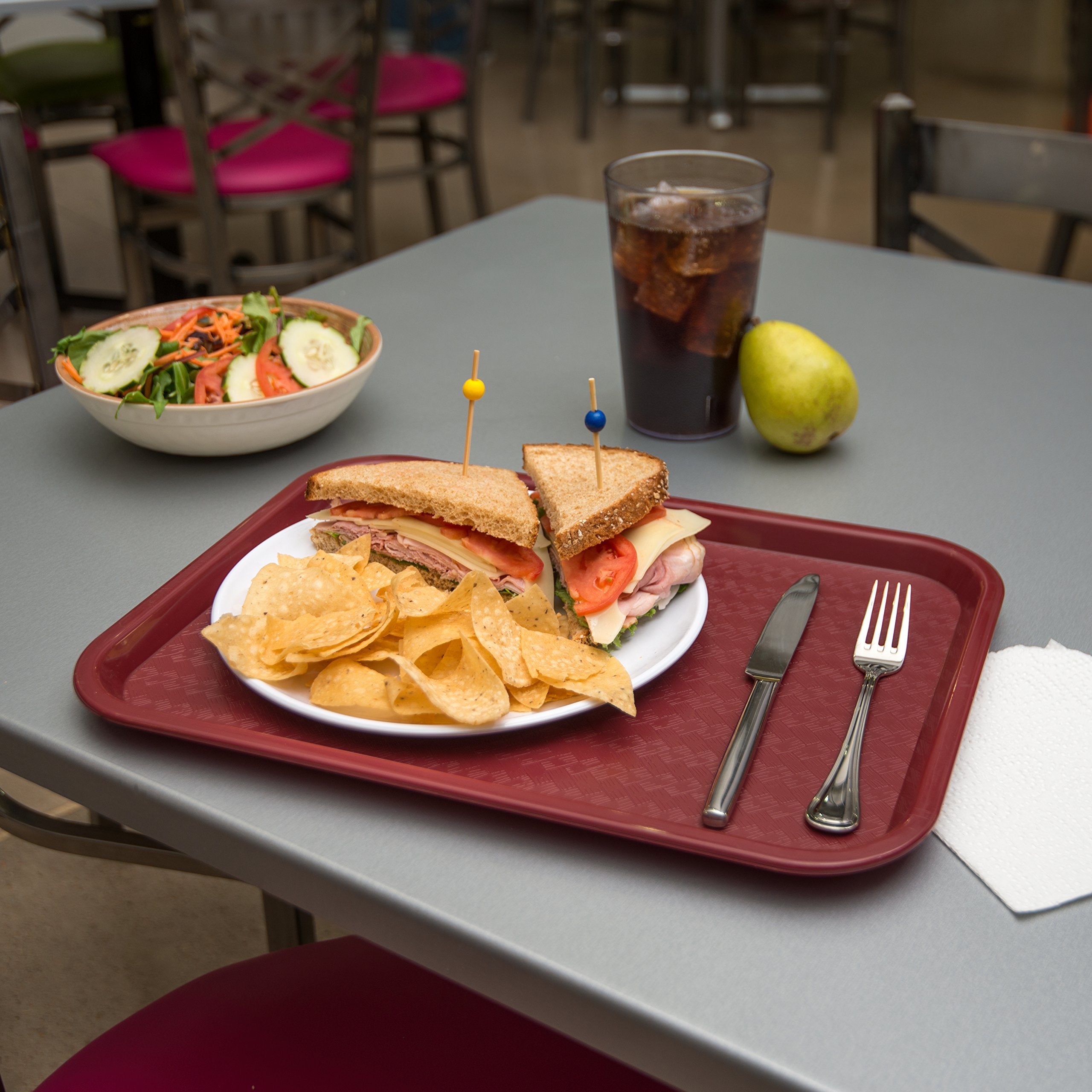Carlisle Foodservice Products Ct121661 Caf   Standard Cafeteria / Fast Food Tray, 12'' X 16'', Burgundy