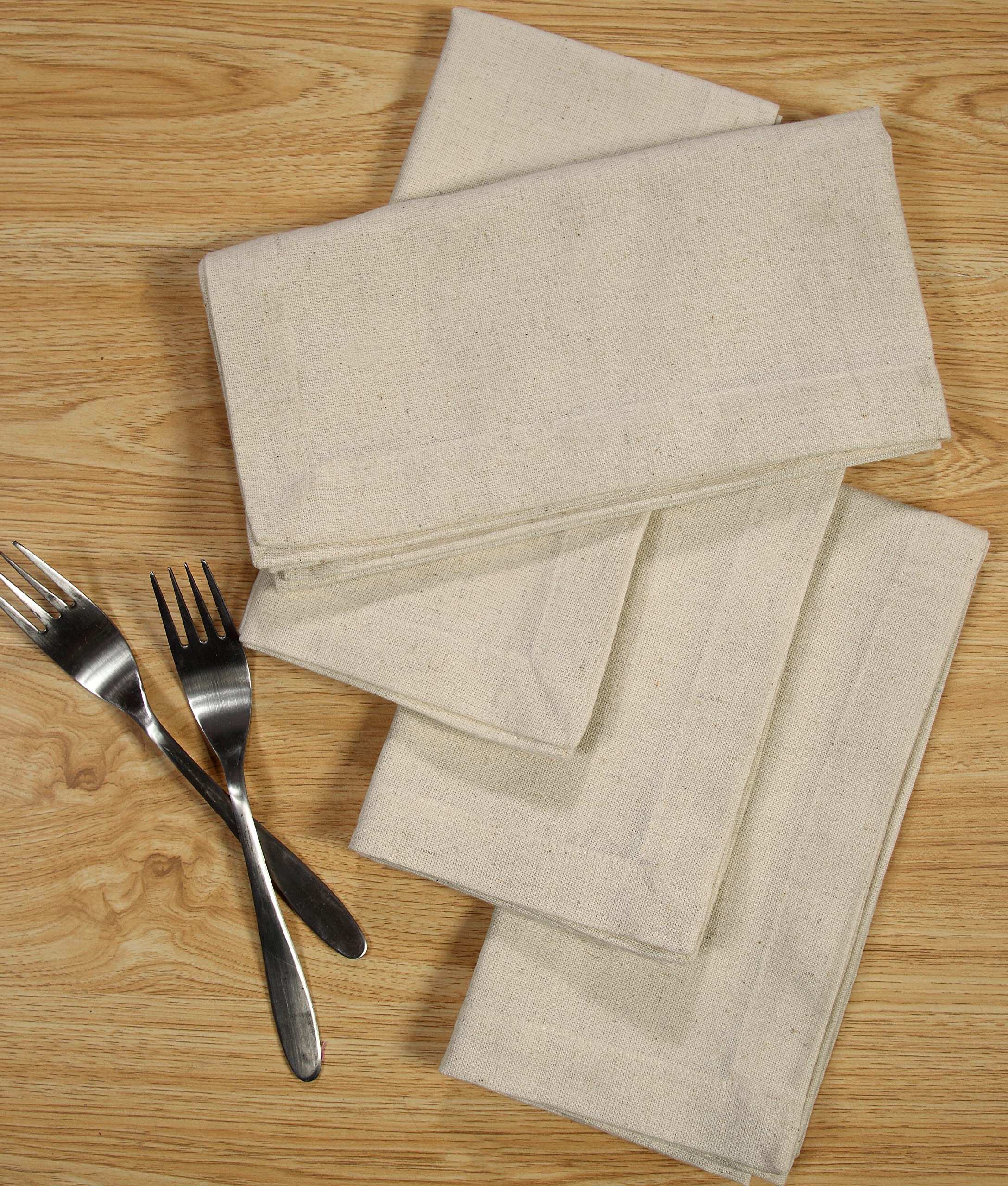 Gfi Linen Club Flax(20% Linen,80% Cotton) Linen Cloth Dinner Napkins With Metered Corners, Pack Of 12, Reusable, Soft Durable, D
