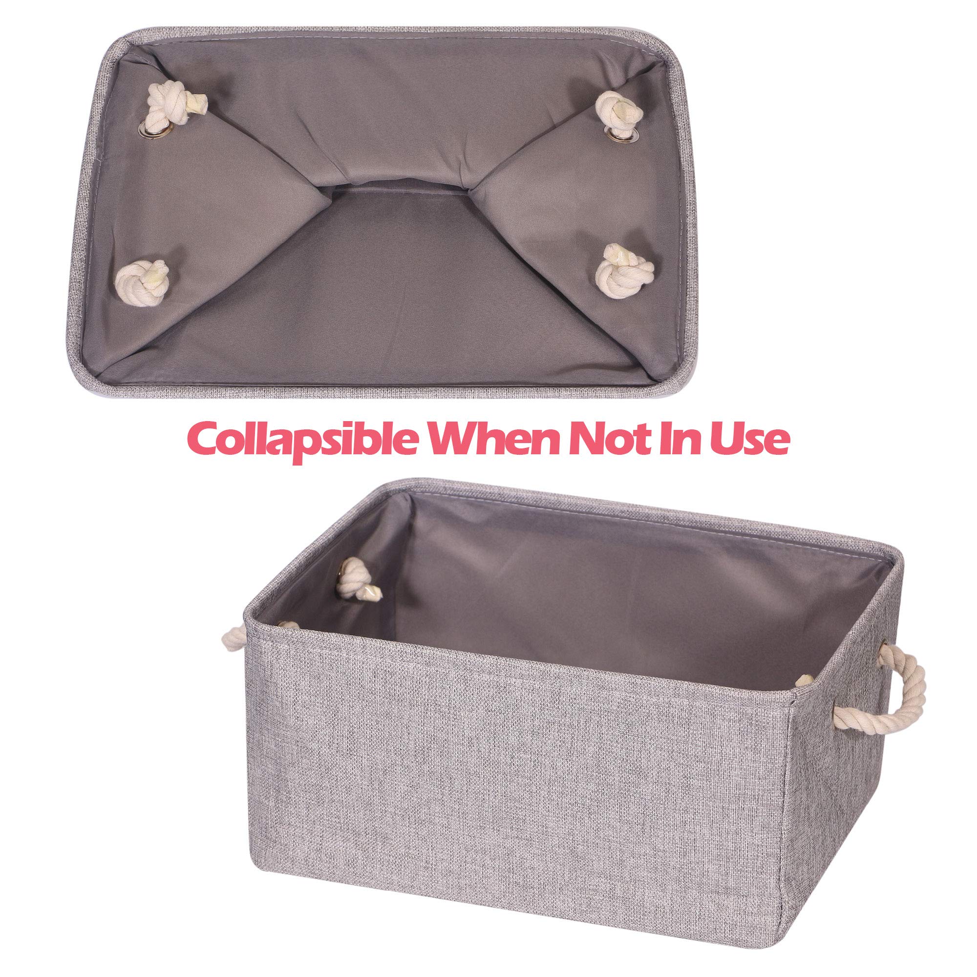 TENABORT 5 Pack Large Storage Basket Bin  Foldable Storage Cube Box Canvas Fabric Collapsible Organizer with Handles for Closet Home Office Clothes Shelf  Grey
