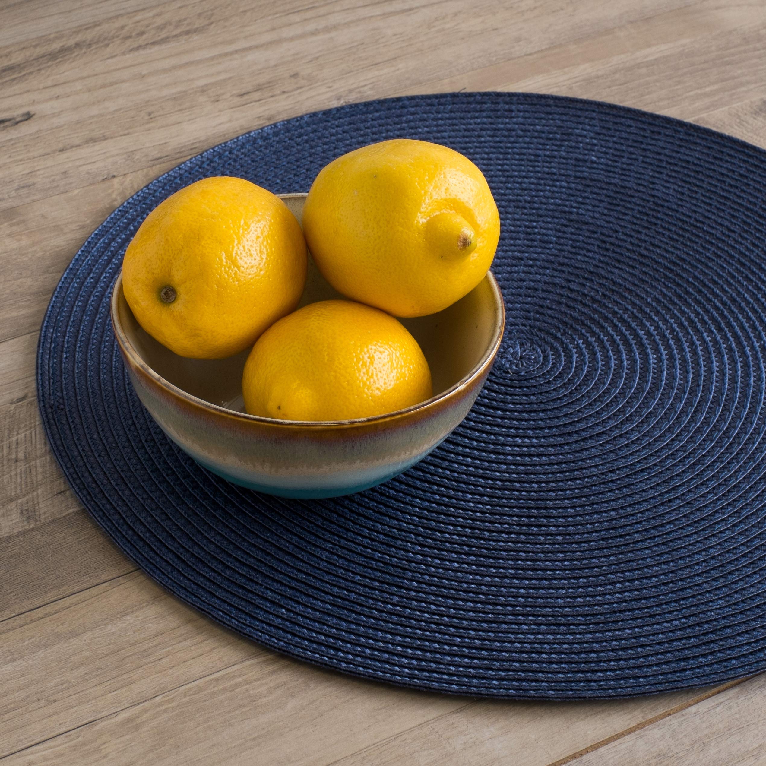 Now Designs Disko Round Placemats  Indigo  Set of 4