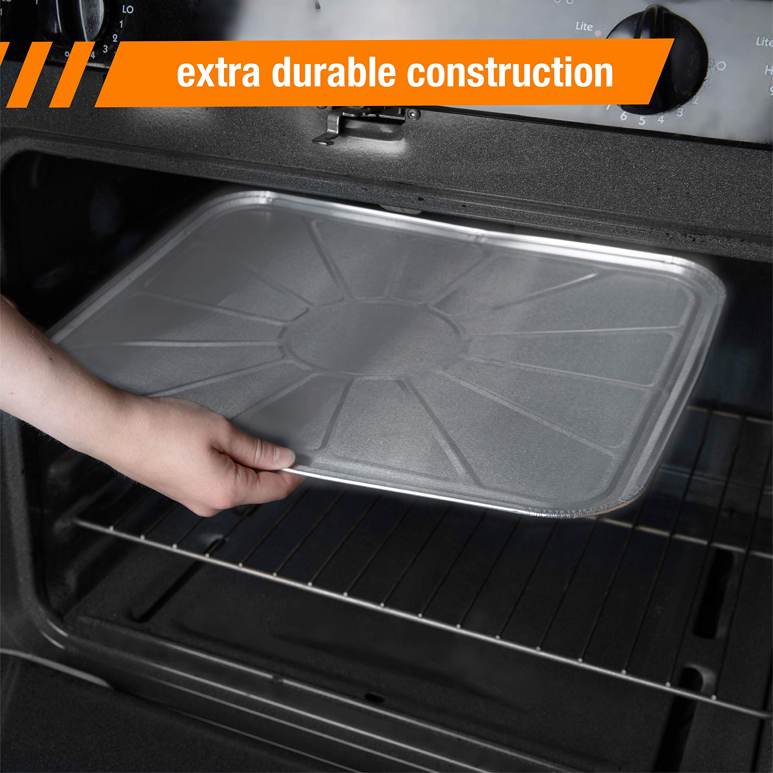 PLASTICPRO Disposable Foil oven liner Reusable Oven Drip Pan - Tray for Cooking and Baking Pack of 20