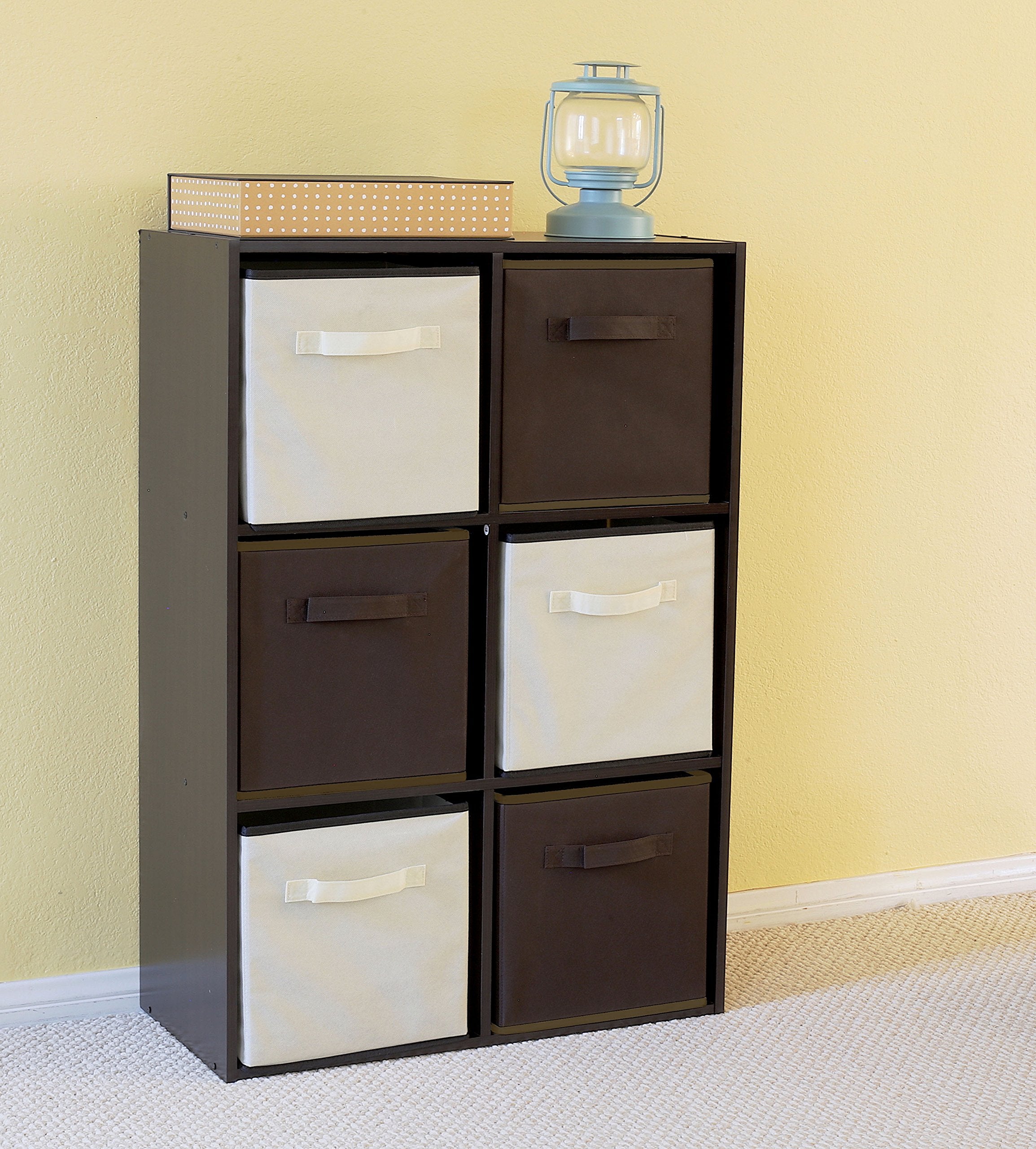 Simple Houseware Foldable Cube Storage Bin, Brown - 6 Pack