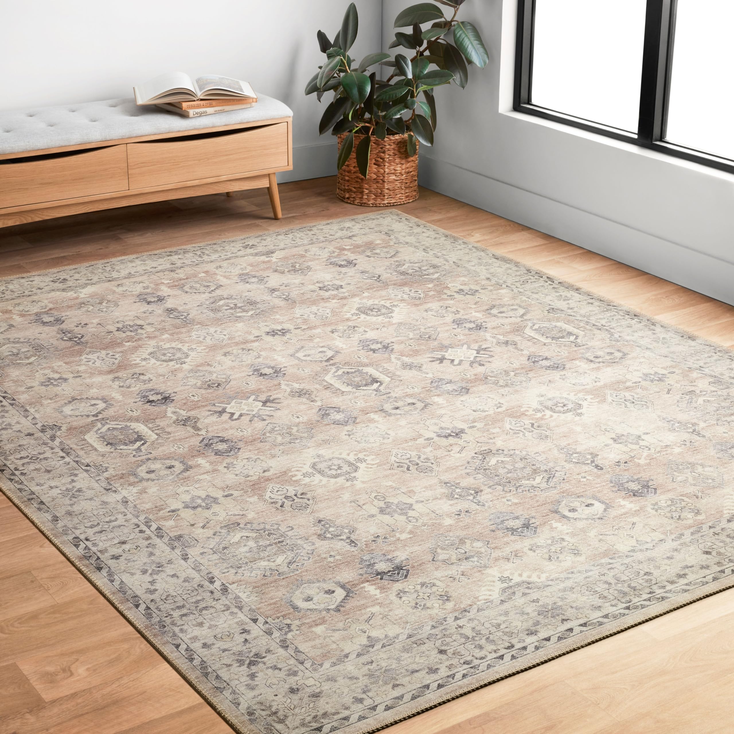 Loloi II Hathaway Collection HTH-03 Java / Multi 2-6 x 7-6, .25 Thick, Runner Rug, Soft, Durable, Printed, Modern, Low Pile, N