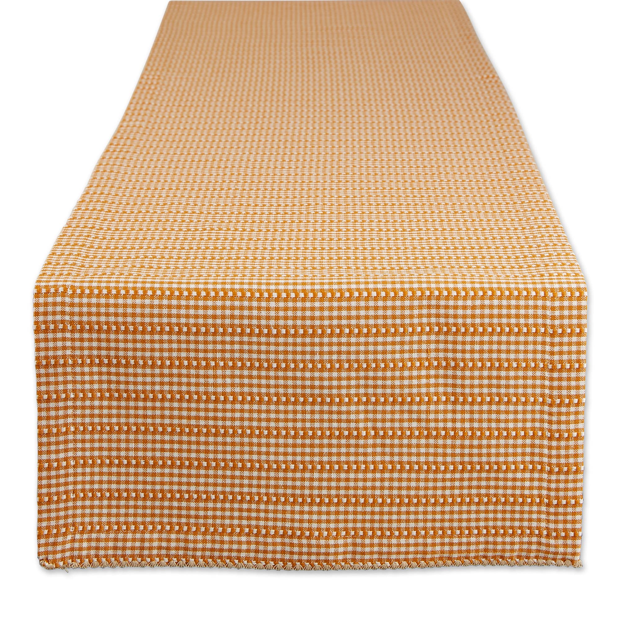 DII Farmhouse Gingham, Checked Tabletop Collection, Table Runner, 14x72, Pumpkin Spice