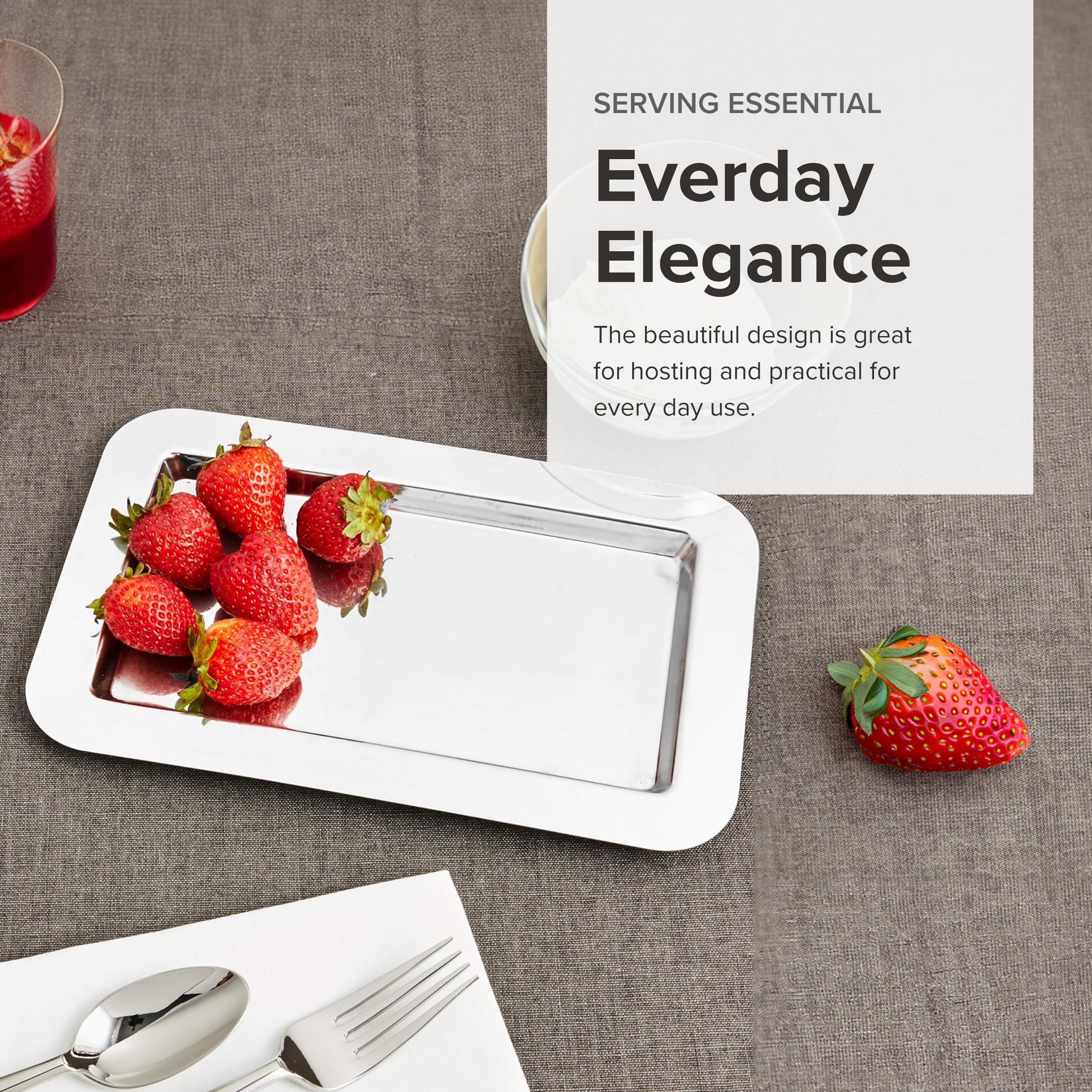 Frieling Usa 18/10 Mirrored Finish Stainless Steel Serving Tray - 9.4-Inch By 5.6-Inch - Stainless Rectangular Serving Trays - O