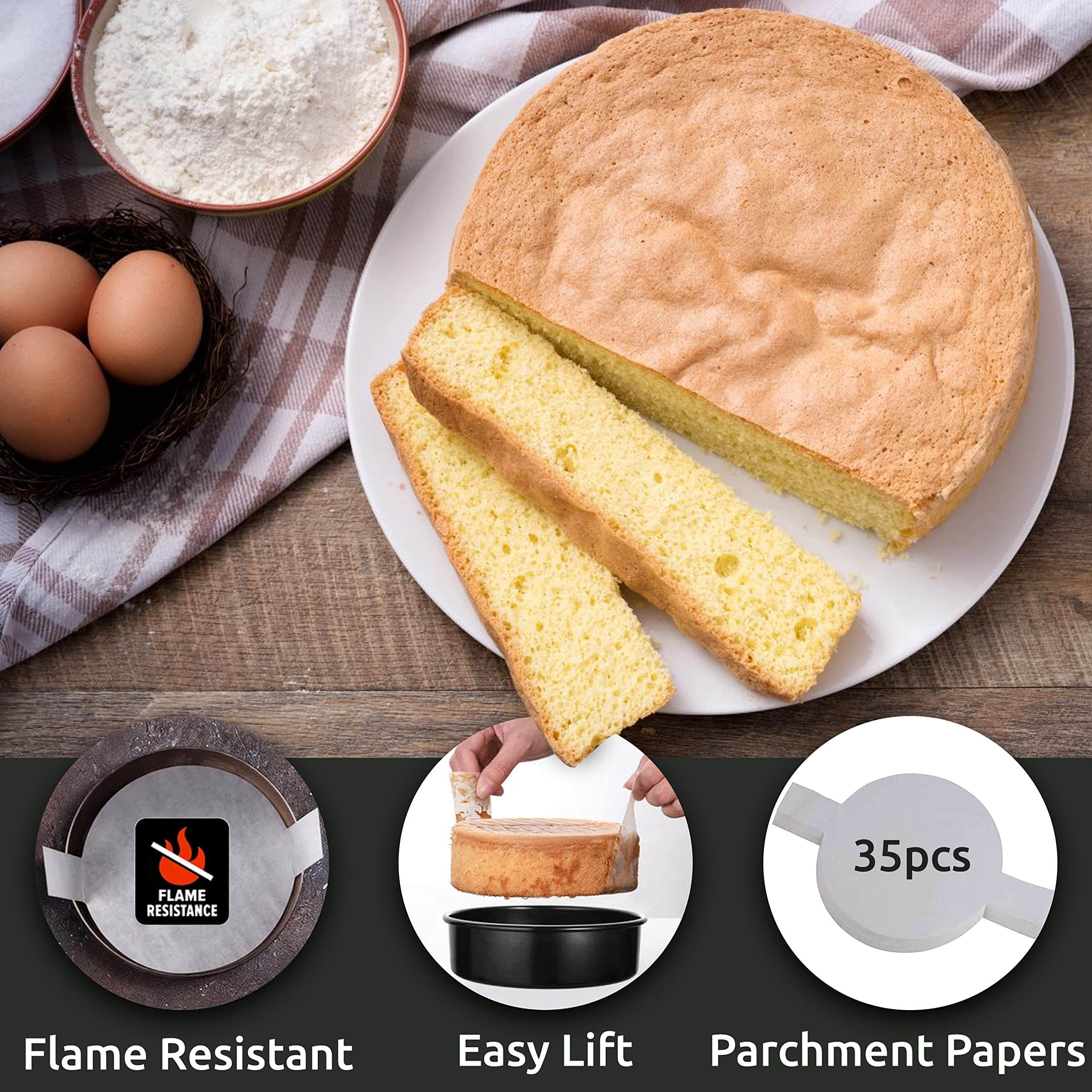 Rfaqk 133Pcs Round Cake Pans Sets For Baking + Cake Decorating Supplies - 3 Non-Stick 8 Inch Cake Pan With Baking Supplies, Pipi