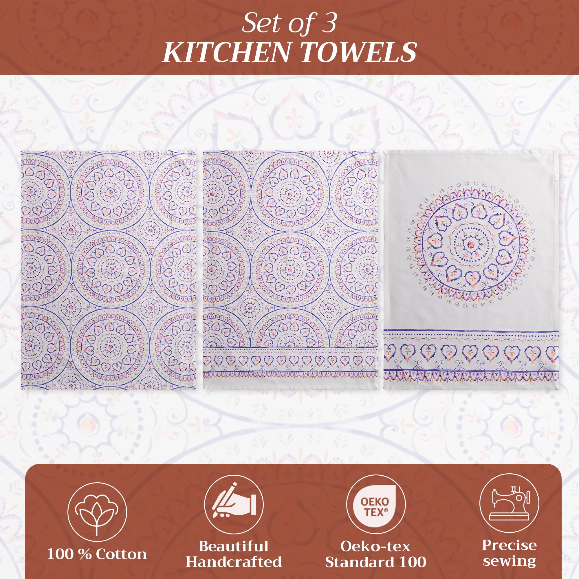 Maison D' Hermine Dishcloth Set Of 3, 100% Cotton Kitchen Towel For Gifts, Kitchen, Party, Wedding, Bbq, Restaurant & Camping, M
