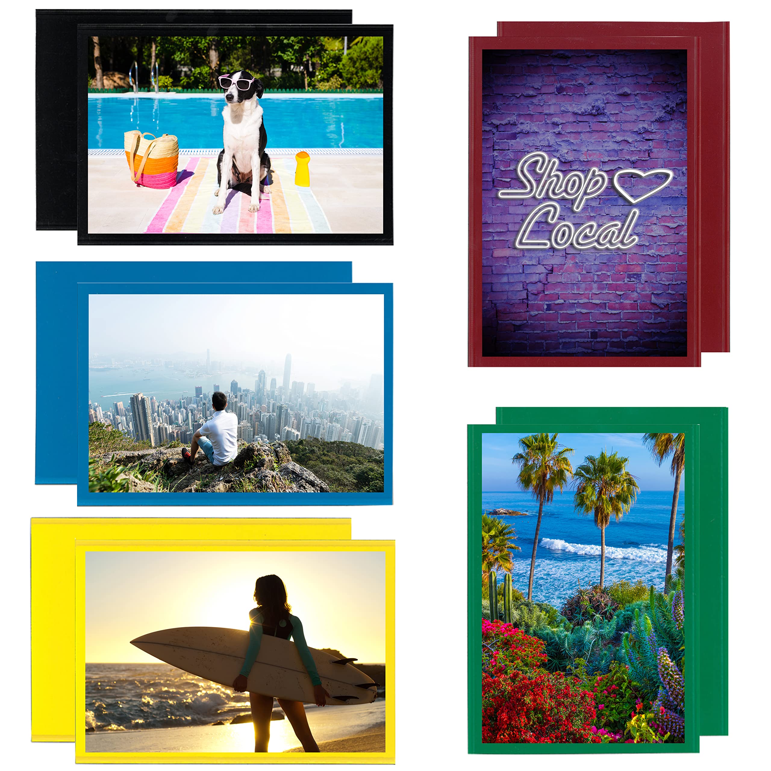 Magtech Magnetic Photo Pocket Picture Frame, Silver, Holds 4x6 Inch Photos, 10 Pack (10146)