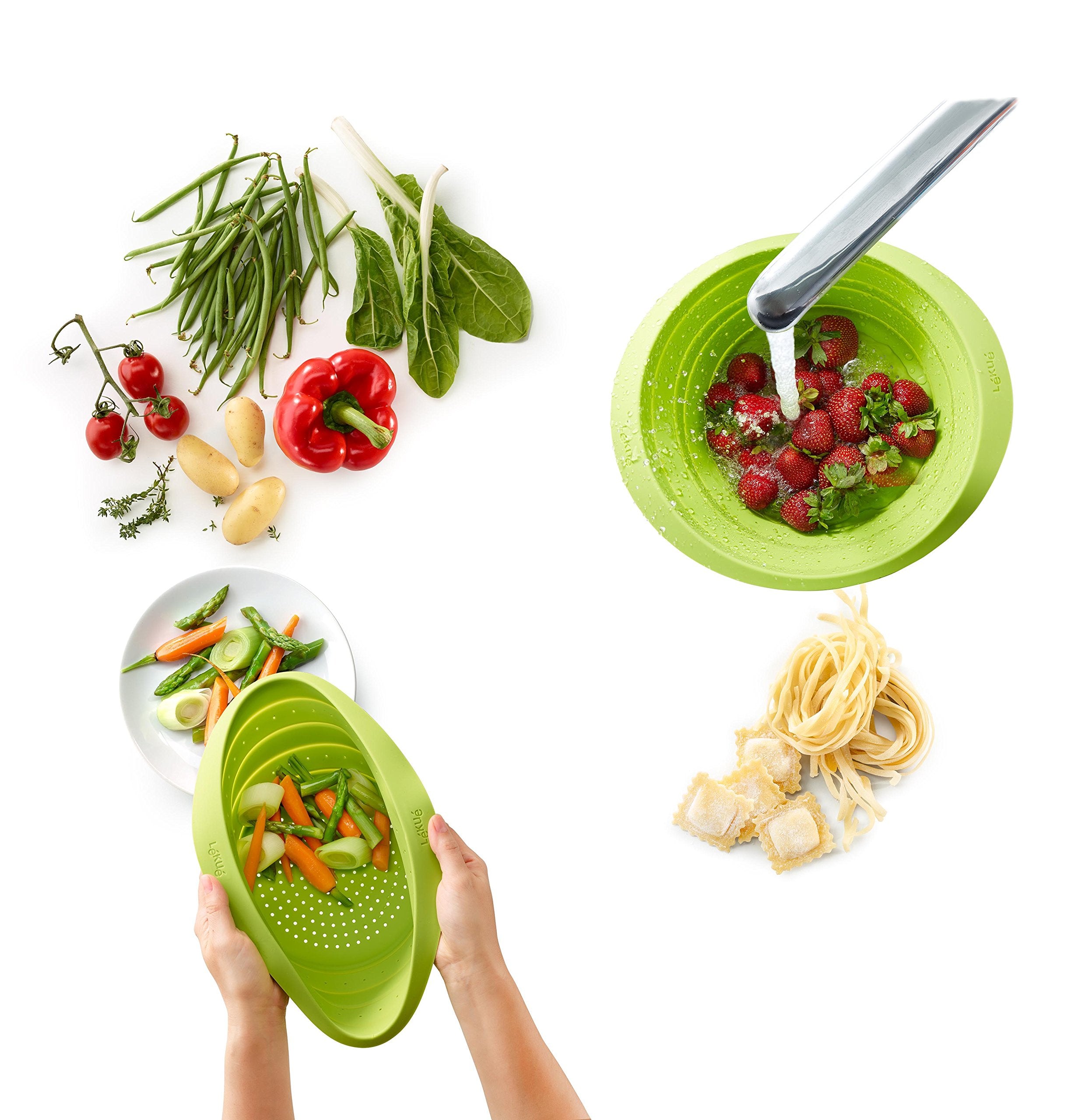 Lekue Collapsible Colander, Green