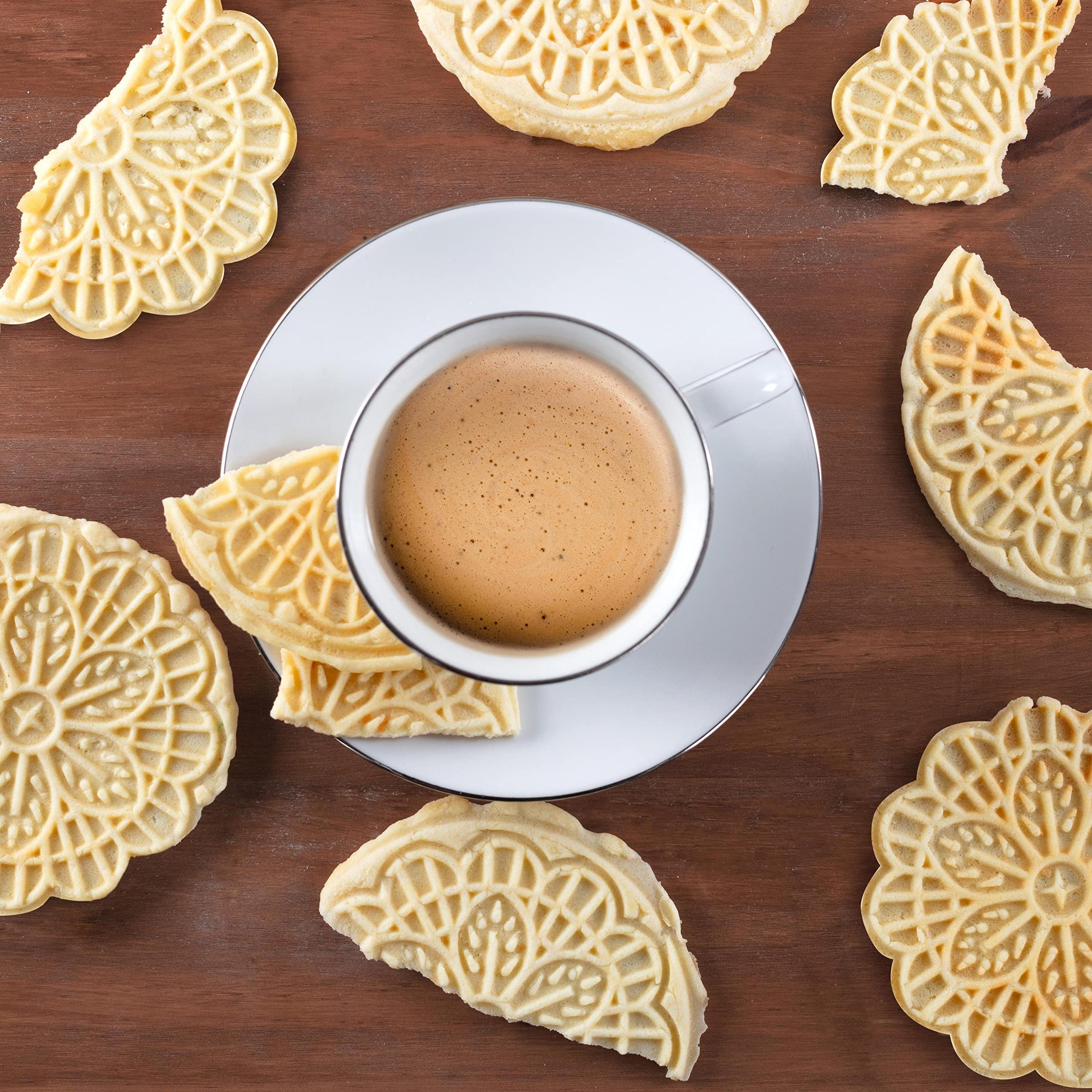 Mini Electric Pizzelle Maker - Makes One Personal Tiny Sized 4'' Traditional Italian Cookie In Minutes- Nonstick Easy To Use Pre
