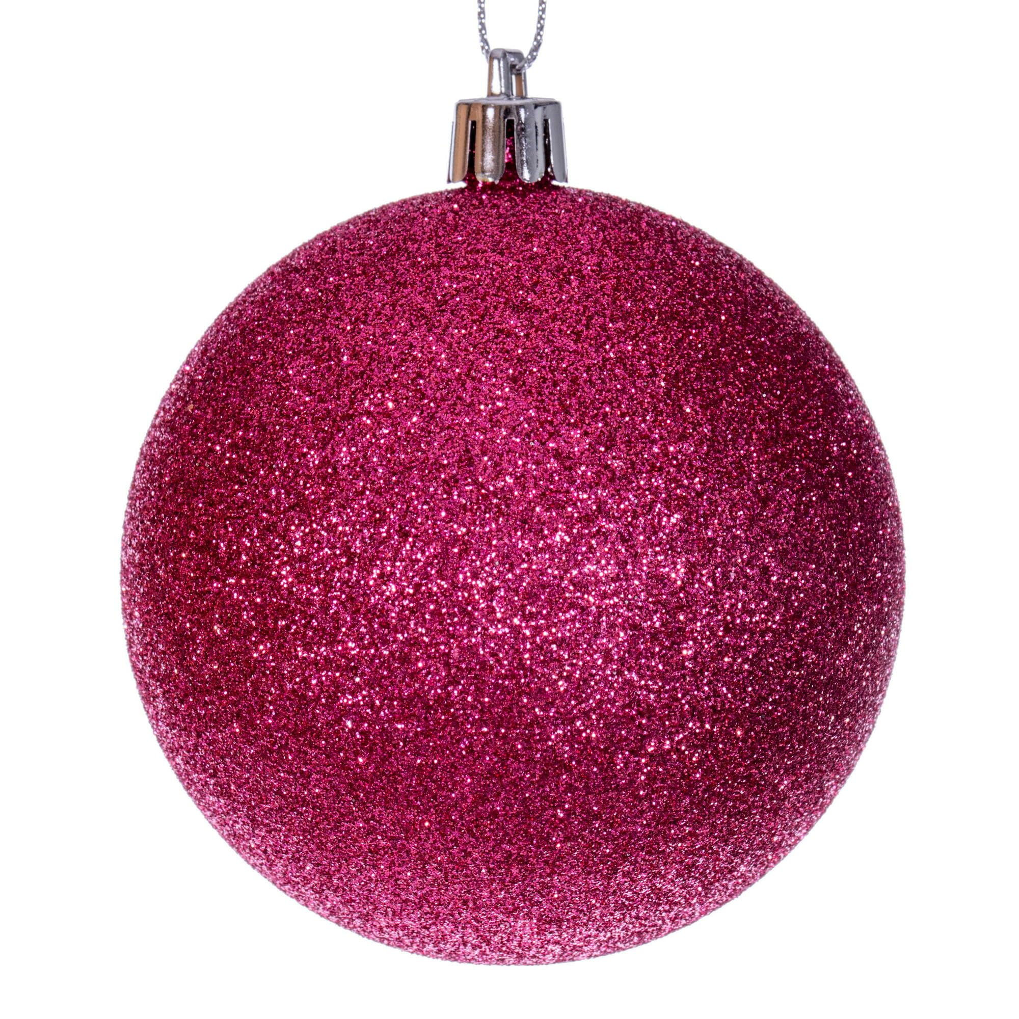 Vickerman 3 Hot Pink 4-Finish Ball Ornament Set, 16 per Box.
