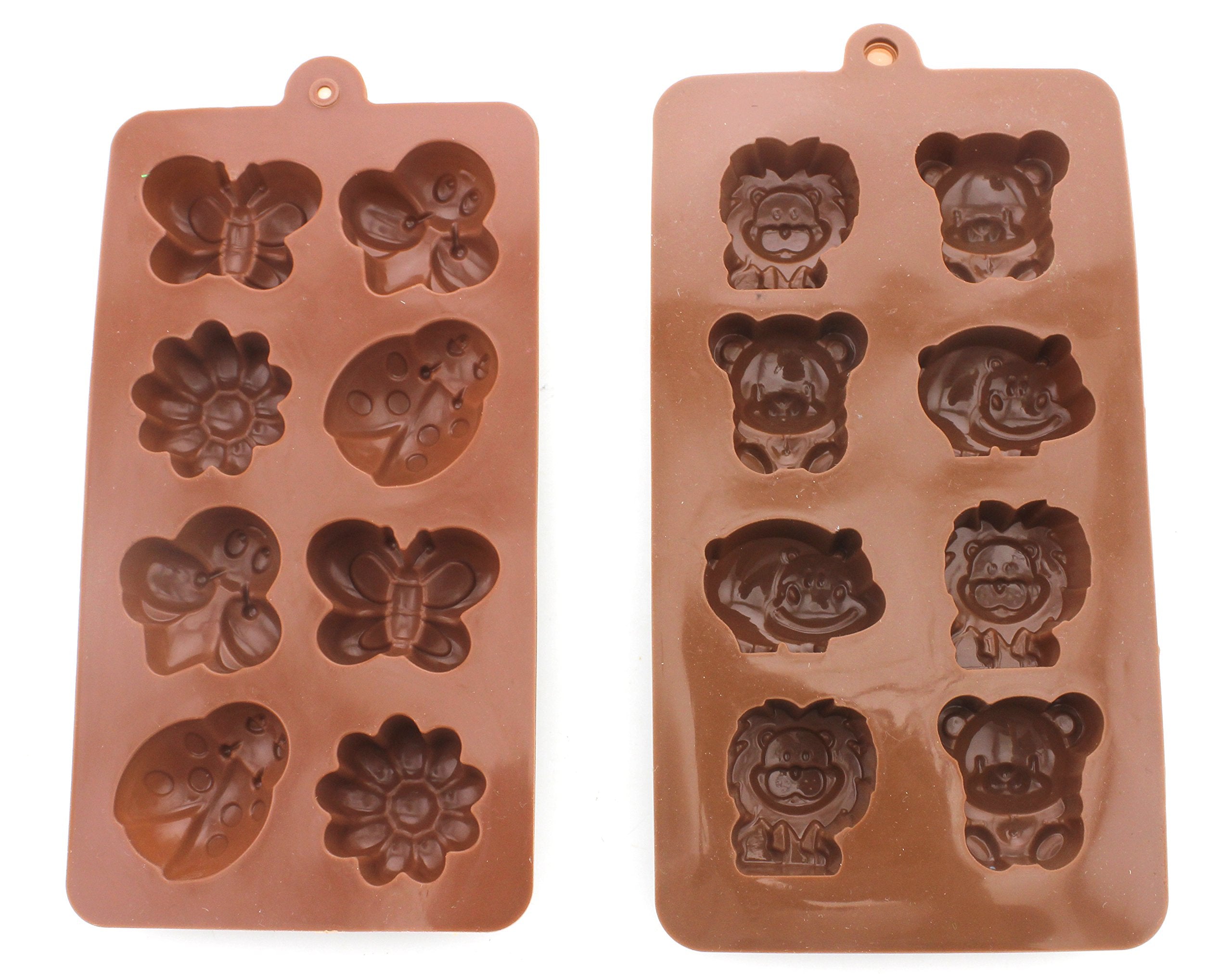 Non-stick Candy Jelly Molds  Chocolate Molds  Soap Molds  Silicone Baking Molds - Forest Cute Theme Happy Bear  Lion  Hippo - More Fun  Toy Kids Set  Set of 2 (Animal)