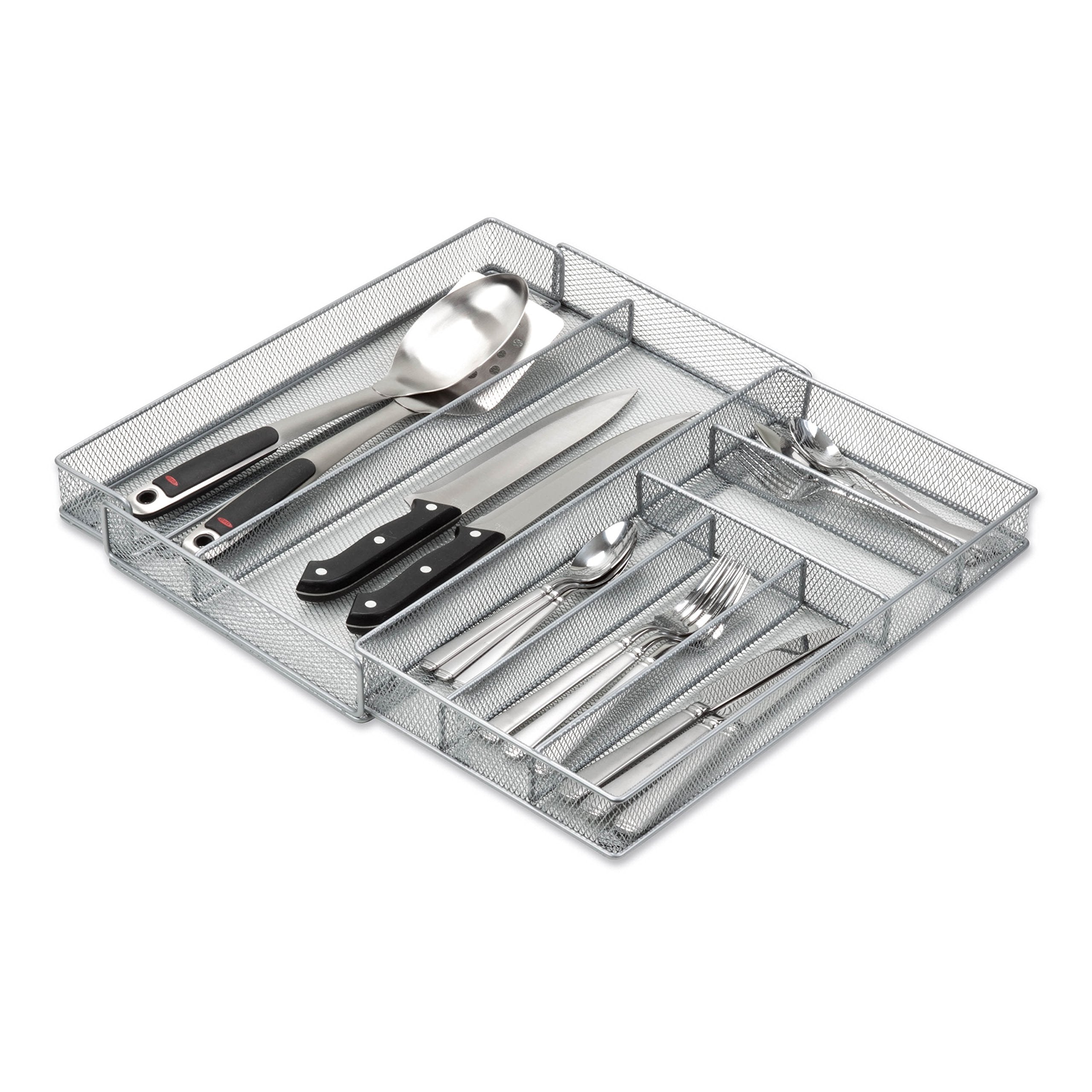 Honey-Can-Do Kch-02163 Steel Mesh 7-Compartment Expandable Utility Drawer Organizer, Silver