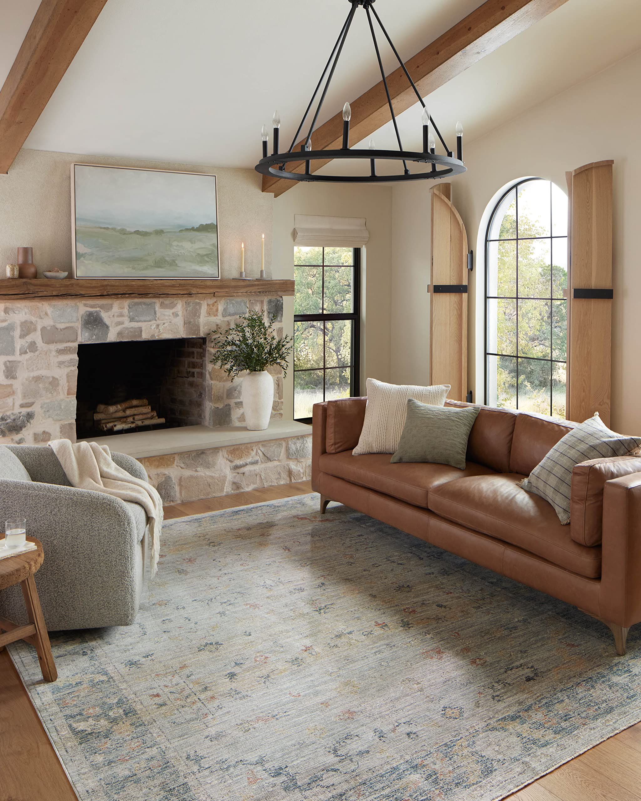 Loloi Magnolia Home by Joanna Gaines x Millie Slate/Multi 5-3 x 7-6 Area Rug