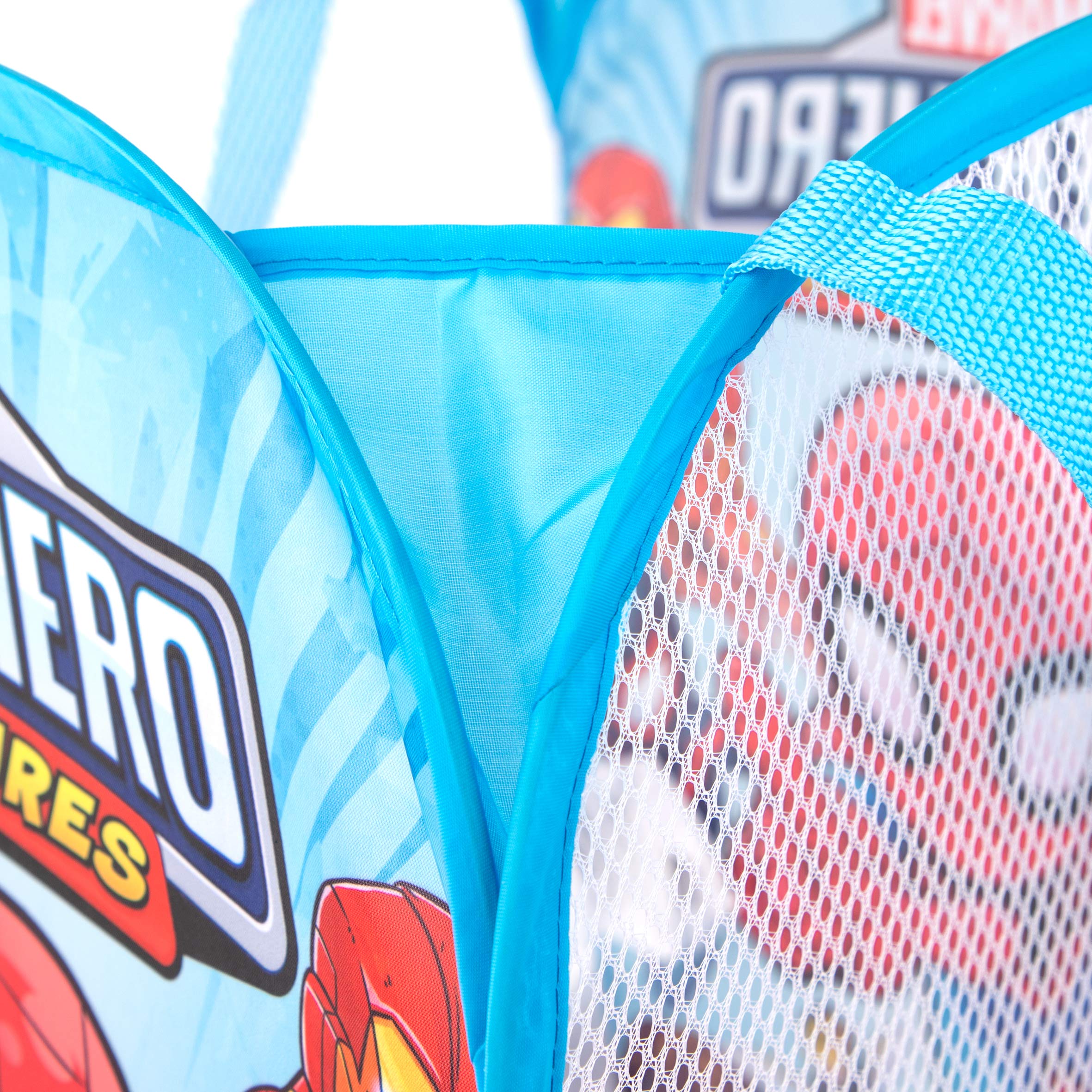 Marvel Super Hero Adventures Pop Up Hamper - Mesh Laundry Basket/Bag with Durable Handles - Features Spiderman  Iron Man  Captain America & Thor (Official Marvel Product)