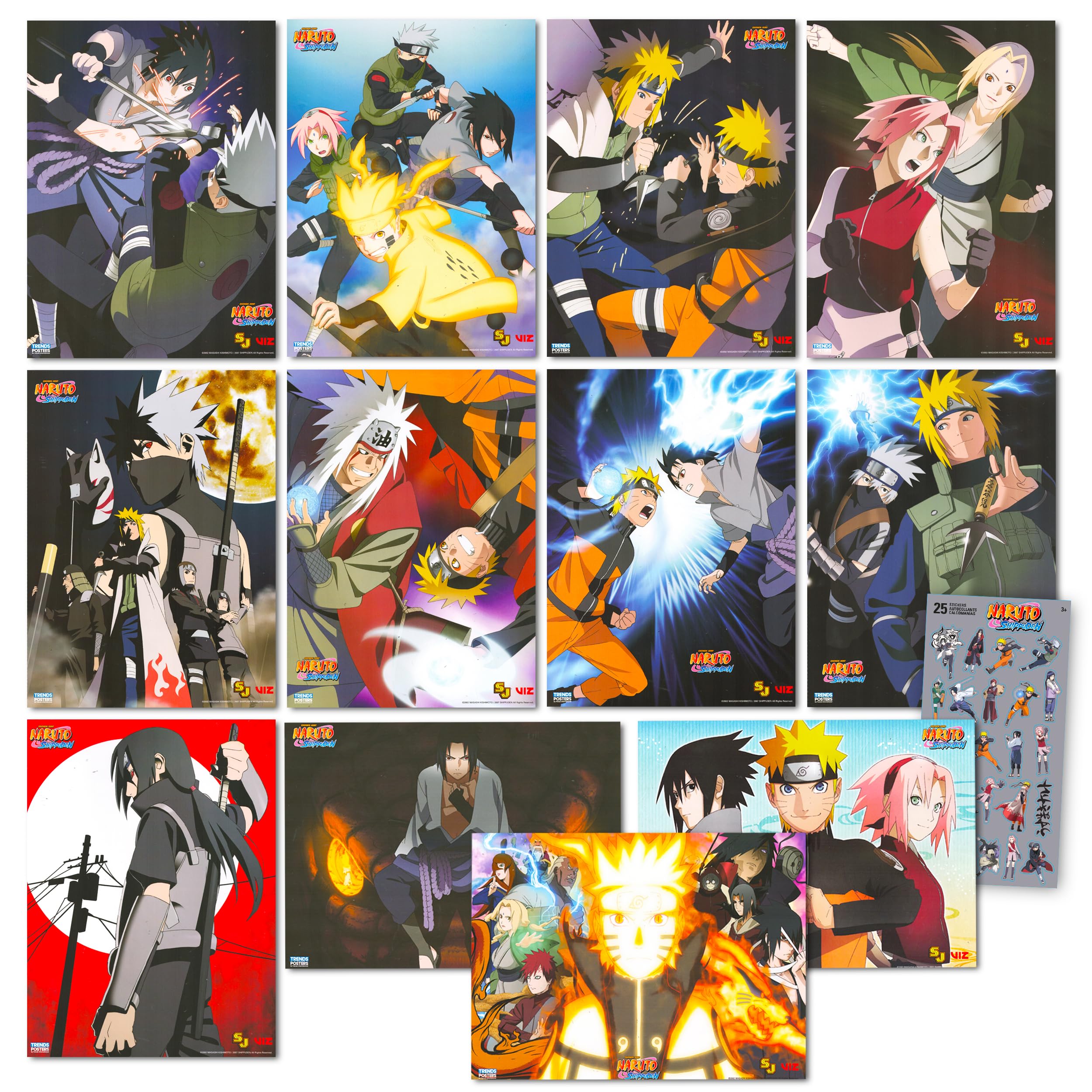 Posters For Naruto Bedroom Decor Package | 12 Wall Poster Anime Poster Pack Set Anime Stickers | Naruto Room Decoration Set
