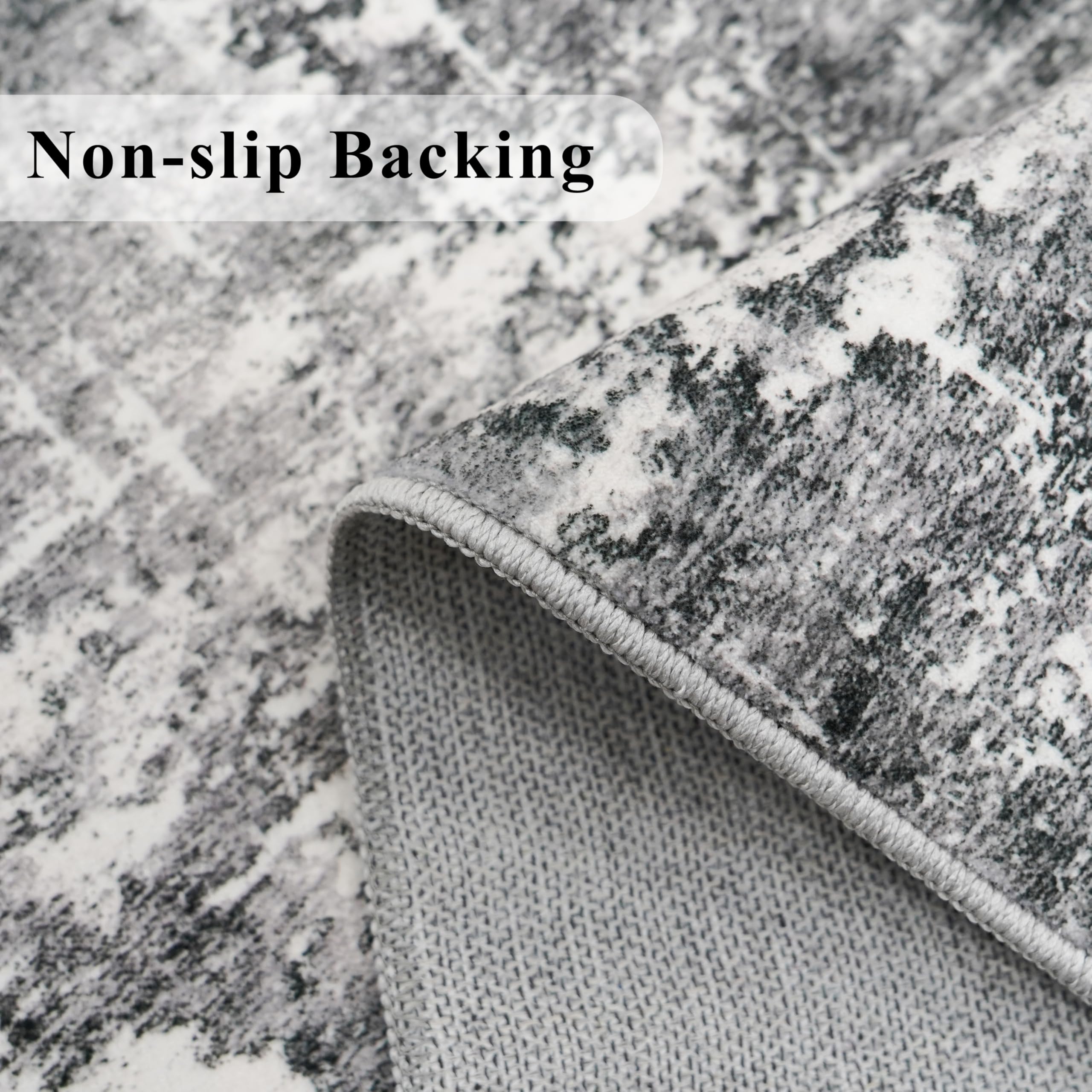 Washable 12ft Kitchen Area Rug: Abstract Entryway Rug Runner Soft Bedroom Besides Floor Mat Non-Slip Indoor Carpet for Bathroom