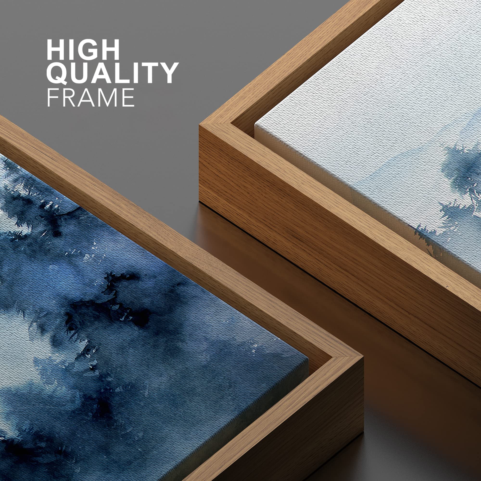 Signwin Framed Canvas Print Wall Art Woodland Nursery Decor Blue Winter Mist Pastel Mountain Forest Nature Modern Art Decorative