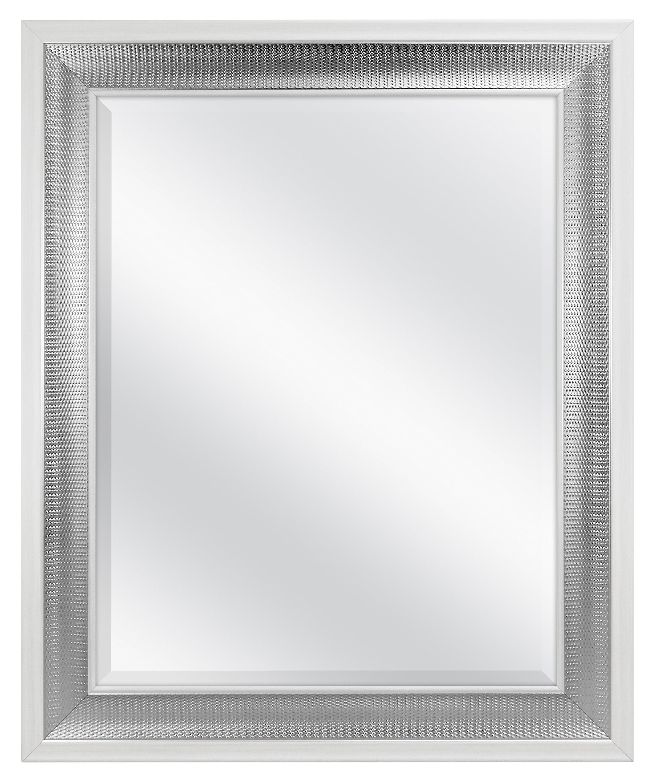 MCS Large Wall Mirror, Modern Rectangle Mirror Home Decor for Living Room, Bedroom, or Bathroom, 28.5 by 34.5 Inch, White/Woven 