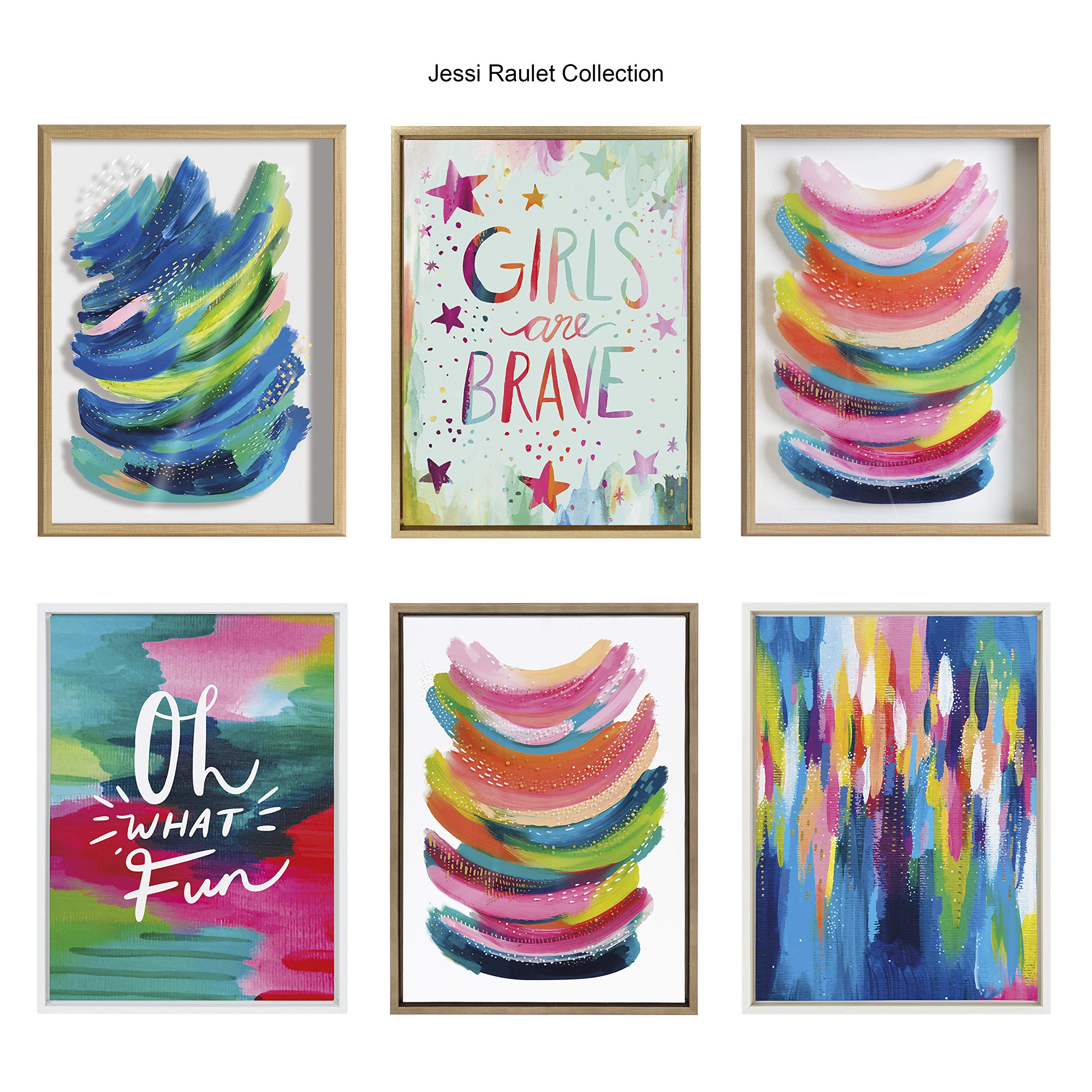Kate And Laurel Sylvie Brush Strokes 90 Framed Canvas Wall Art By Jessi Raulet Of Ettavee, 18X40 Natural, Vibrant Abstract Art F