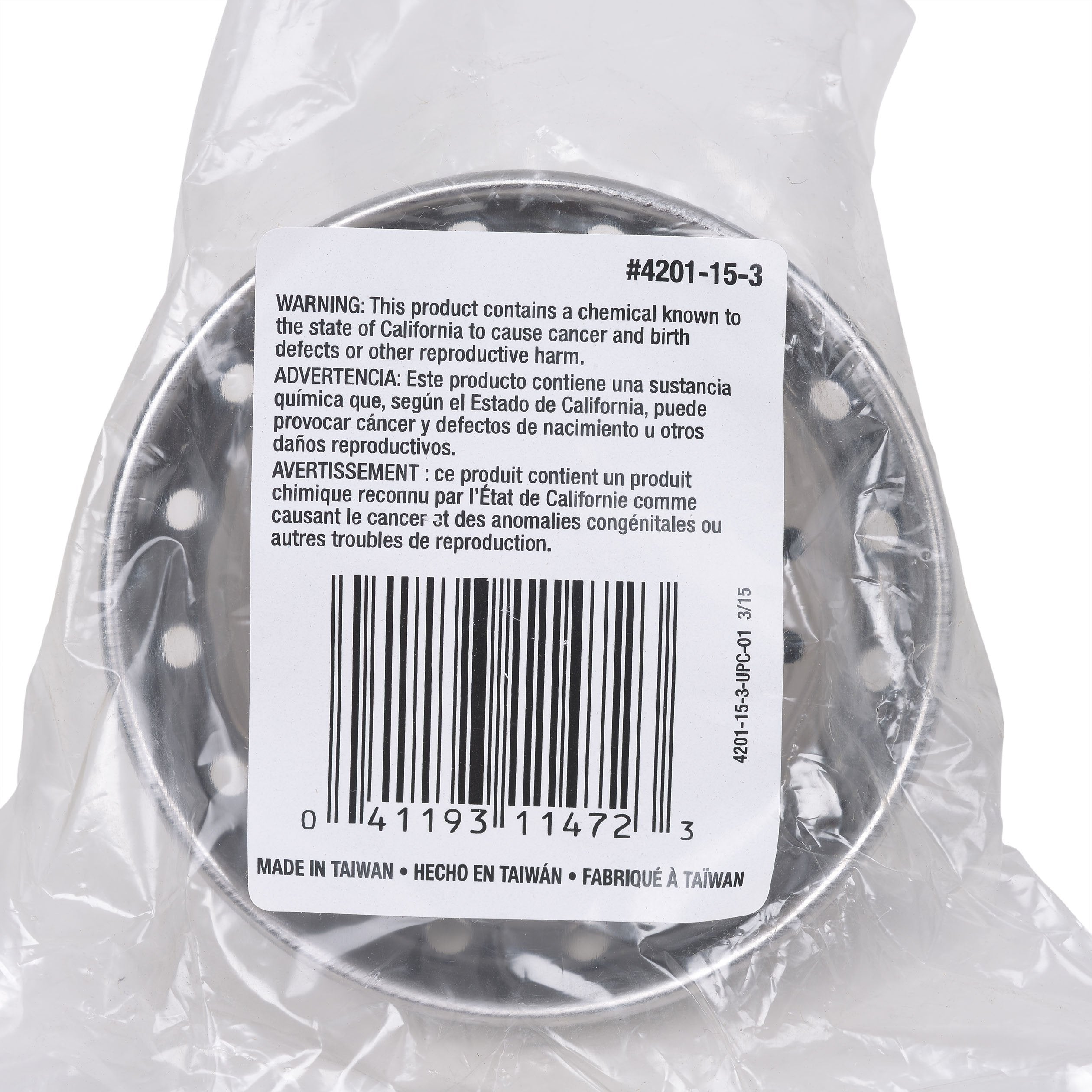 Dearborn 4201-15-3 Replacement Basket For 15 Strainer, Stainless Steel Body, 3 3/4'' Length,Chrome