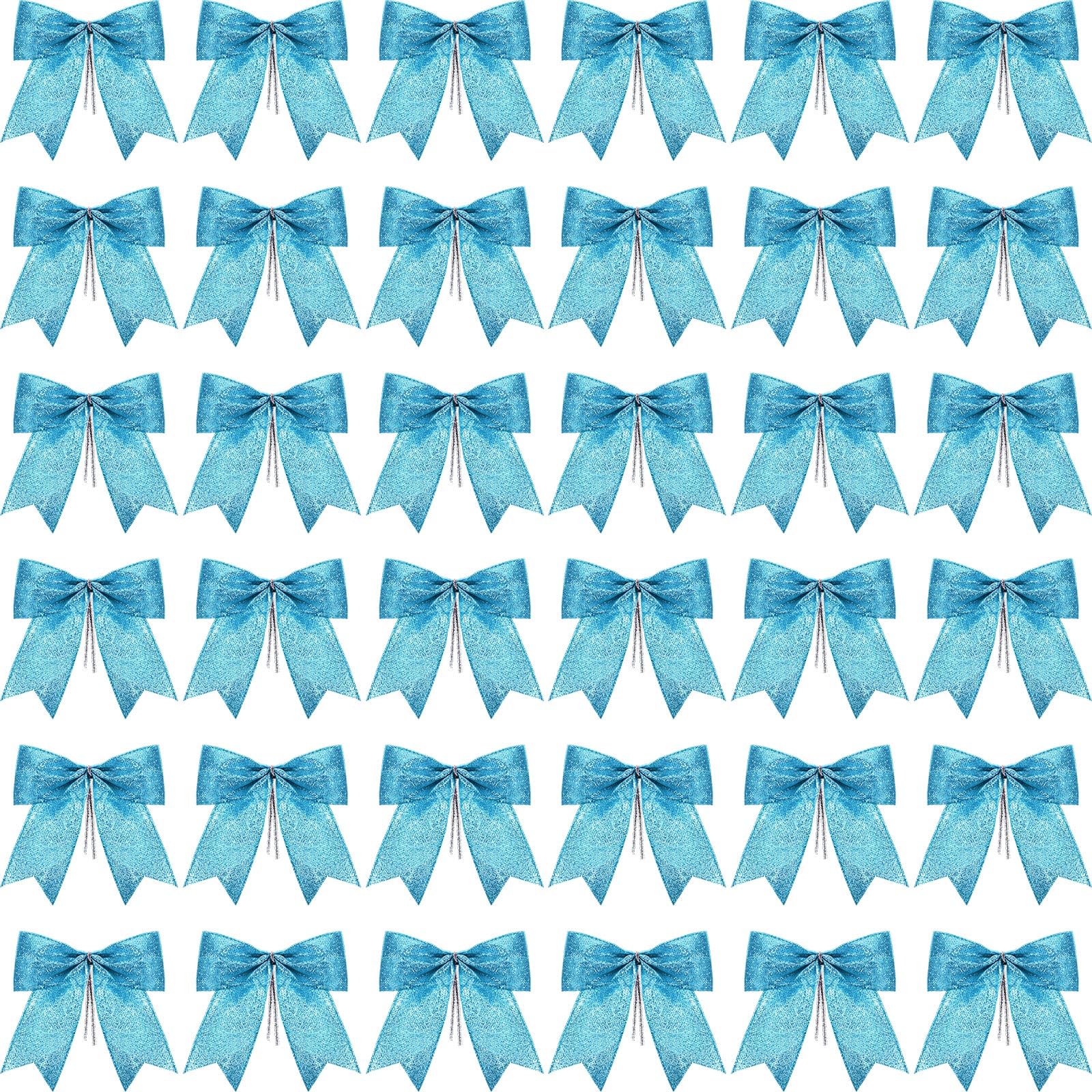 Sumind 36 Pieces 5 x 4 Inch Glitter Bow Tie Ribbon Twist Tie Bows for Treat Bags Gift Wrapping Basket Wedding Shower Birthday Ch