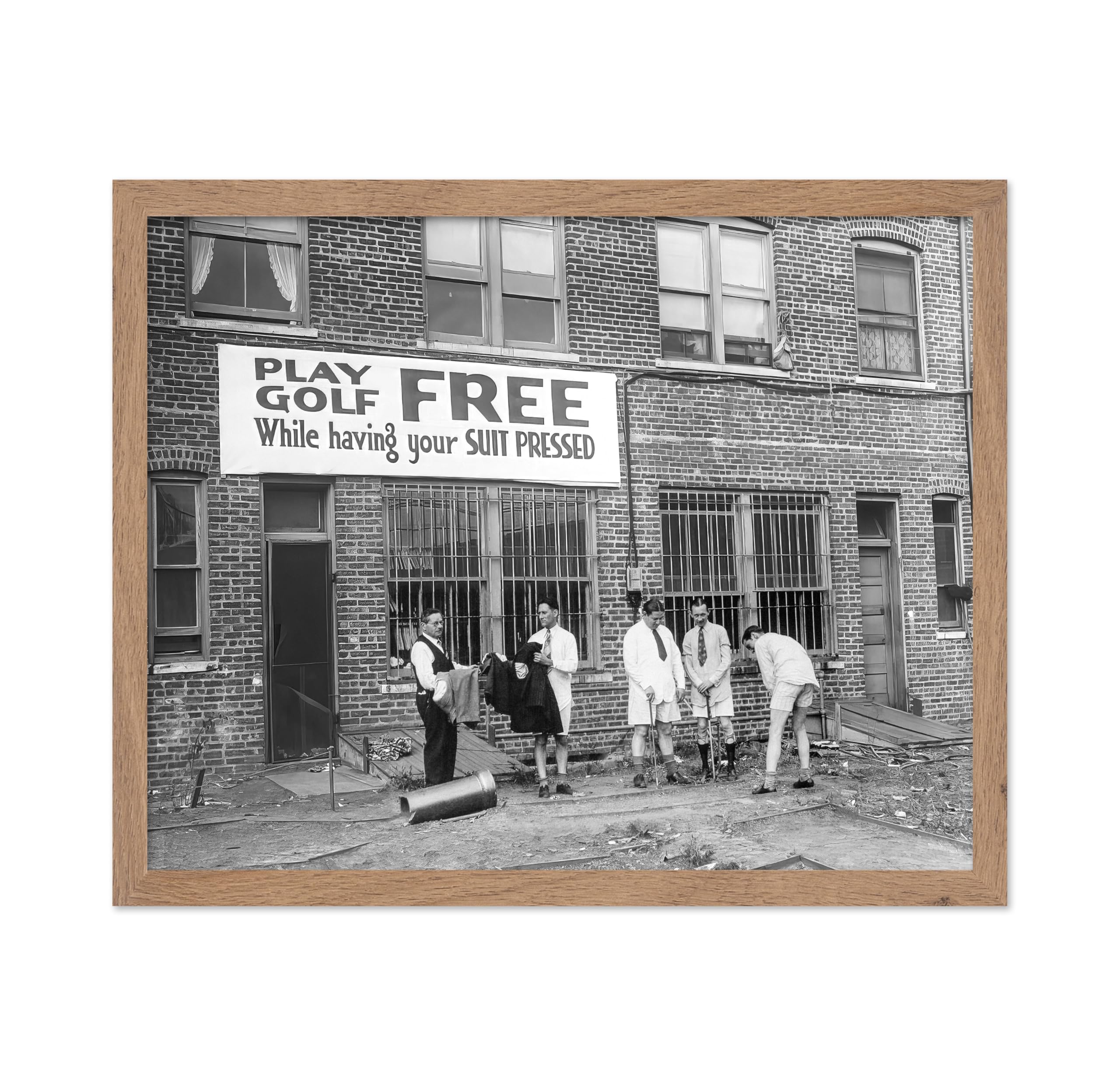 Poster Master Vintage Photograph Poster - Retro Funny Print - Gift for Artist, Friend - Play Golf Free, While Having Your Suit P