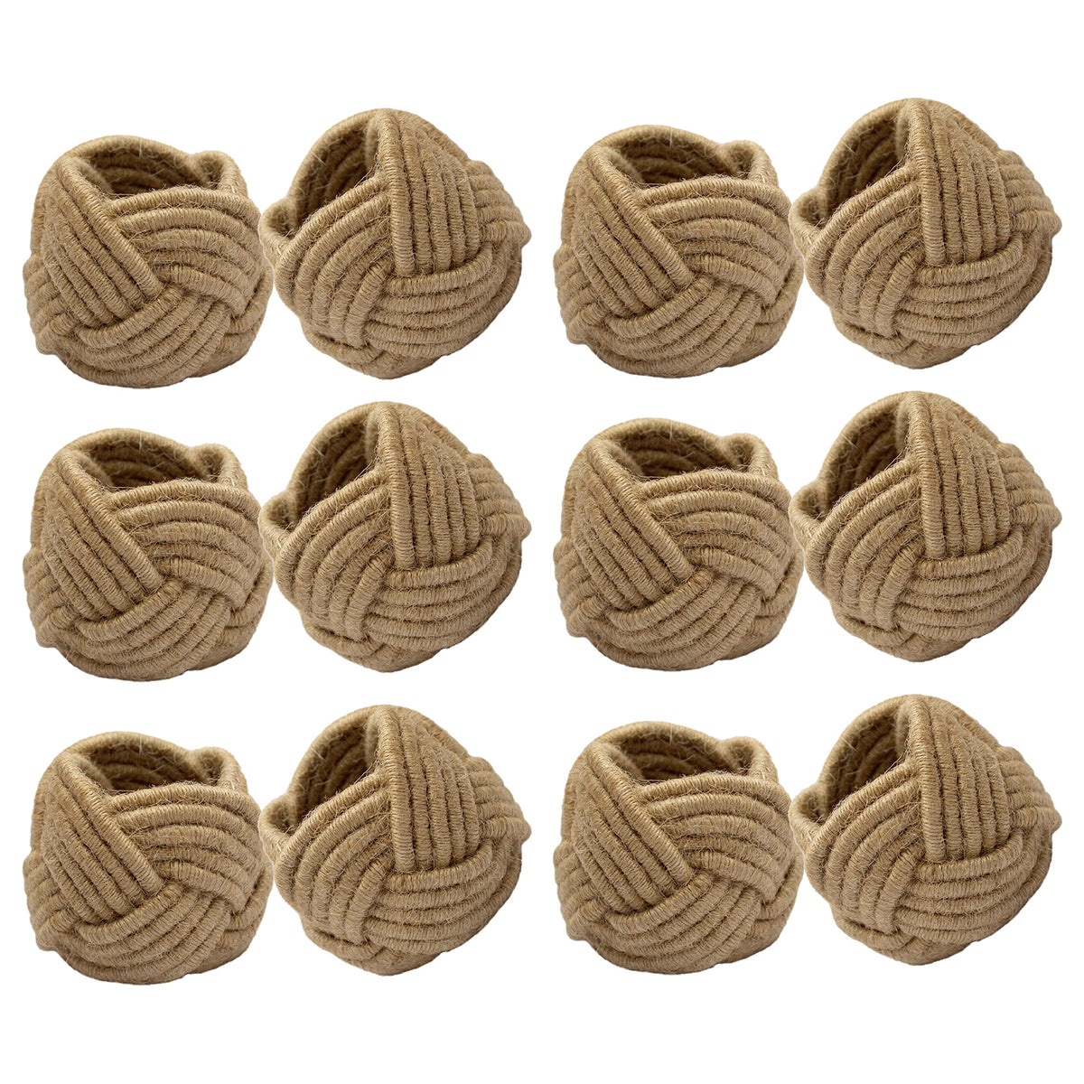Cotten Rings COTTON CRAFT Jute Napkin Rings - Set of 12 Handmade Nautical Knot Wove ...