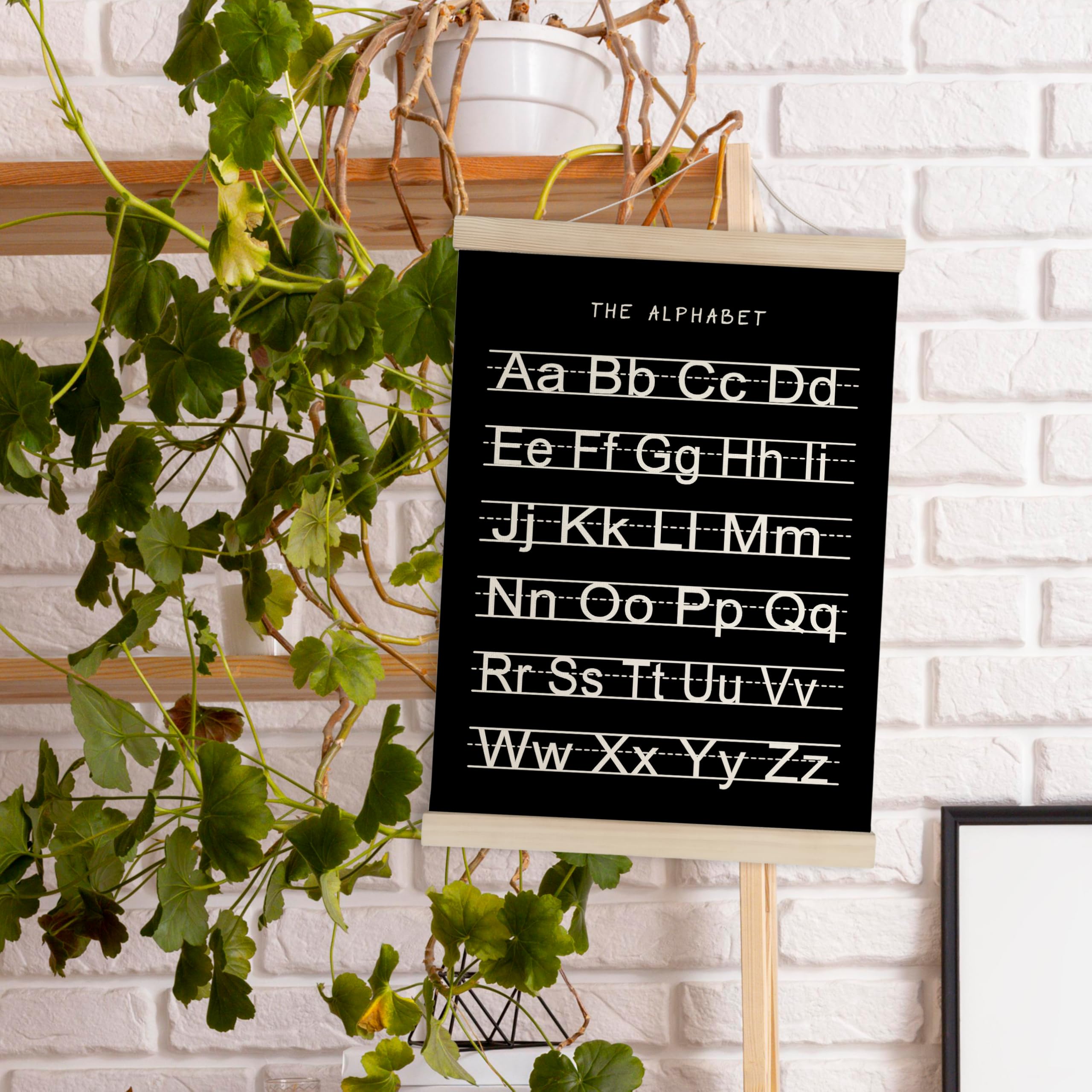 Hrqko Black Alphabet Numbers Poster Hanger Frame Set Of 2, Nursery Wall Decor, Abc Poster Wall Art With Wooden Frames, Alphabet