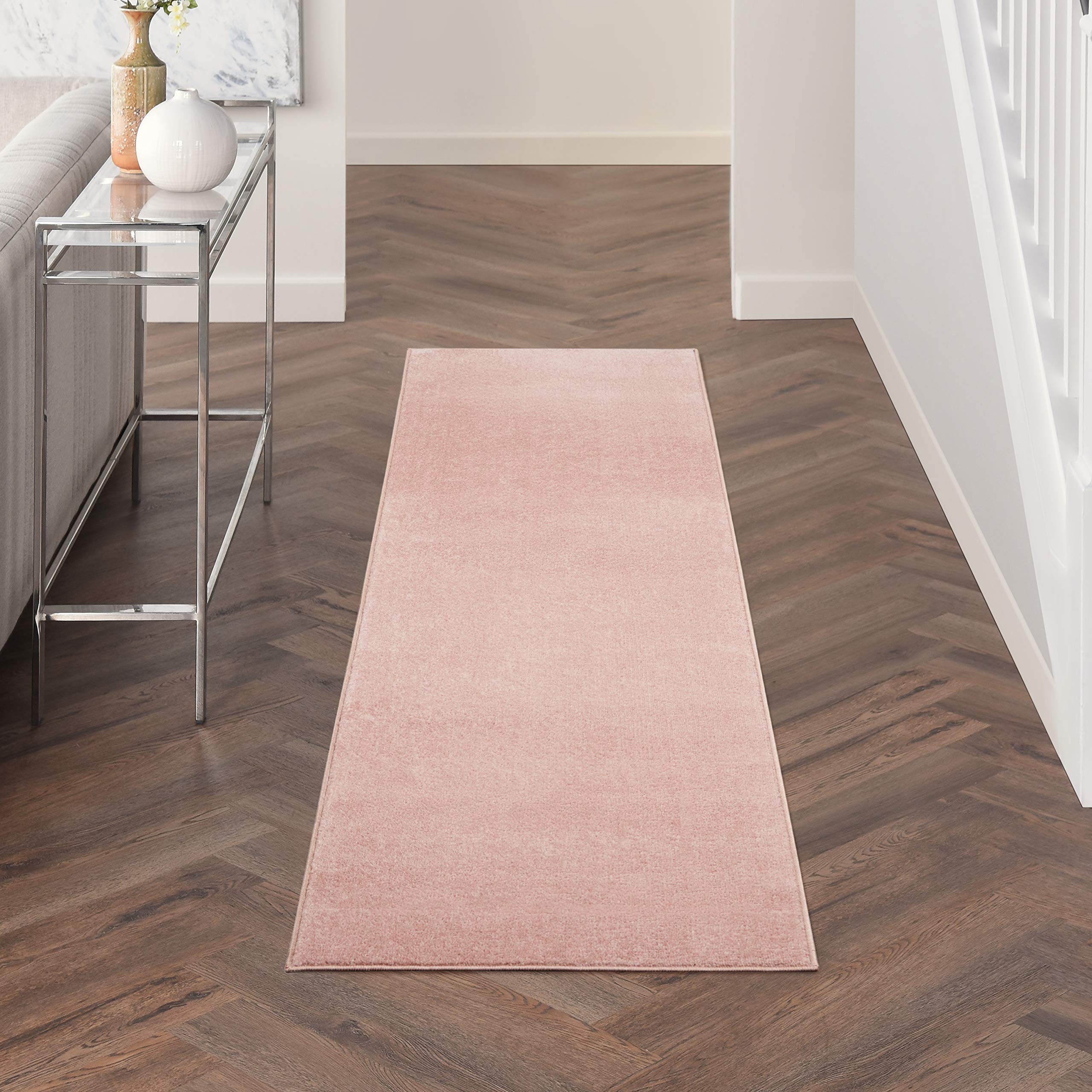 Nourison Home Essentials Indoor/Outdoor Pink 22 x 76 Area-Rug, Easy-Cleaning, Non Shedding, Bed Room, Living Room, Dining 