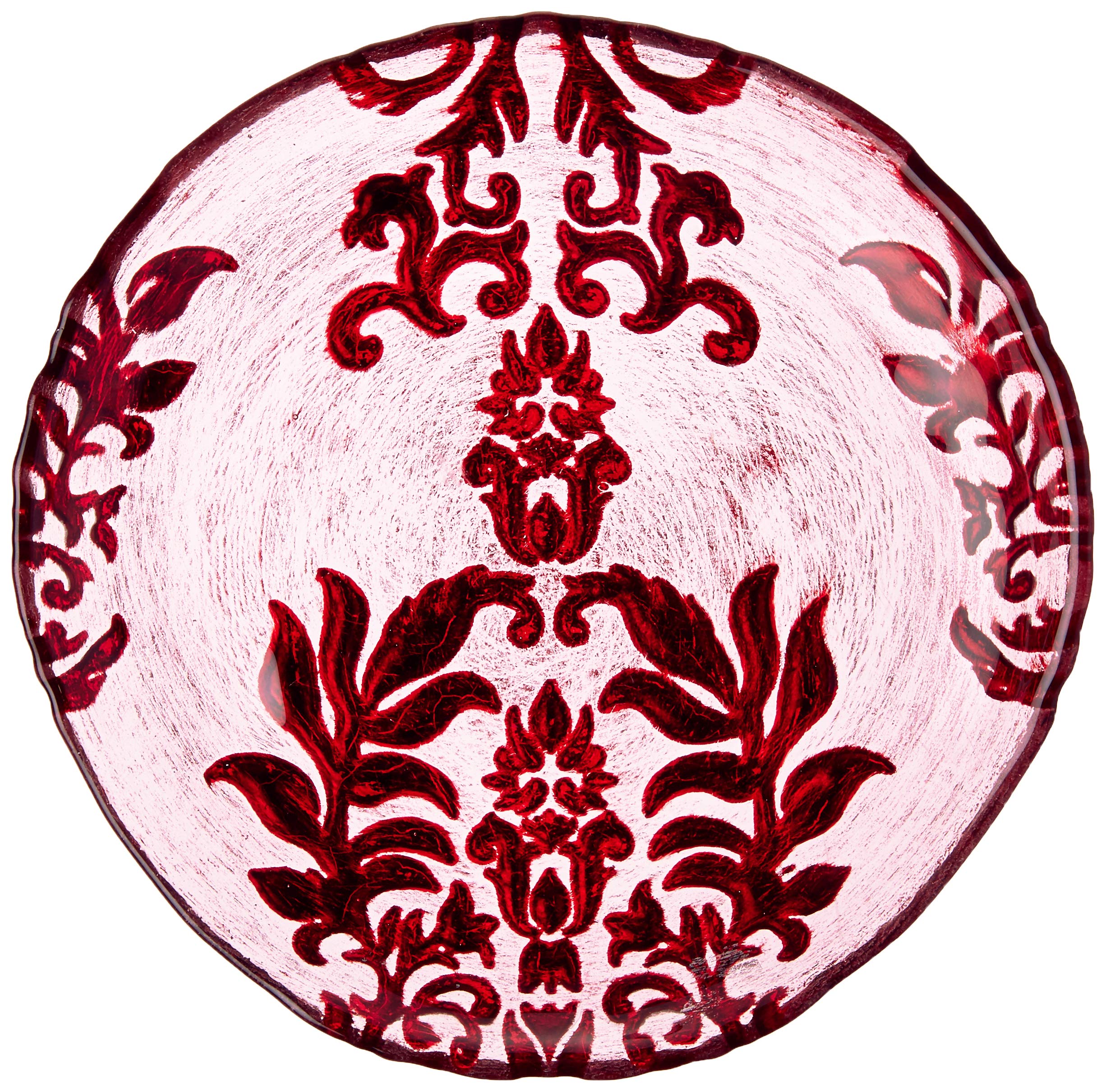 Red Pomegranate Damask Canape Plate Red Velvet 6.5-Inch