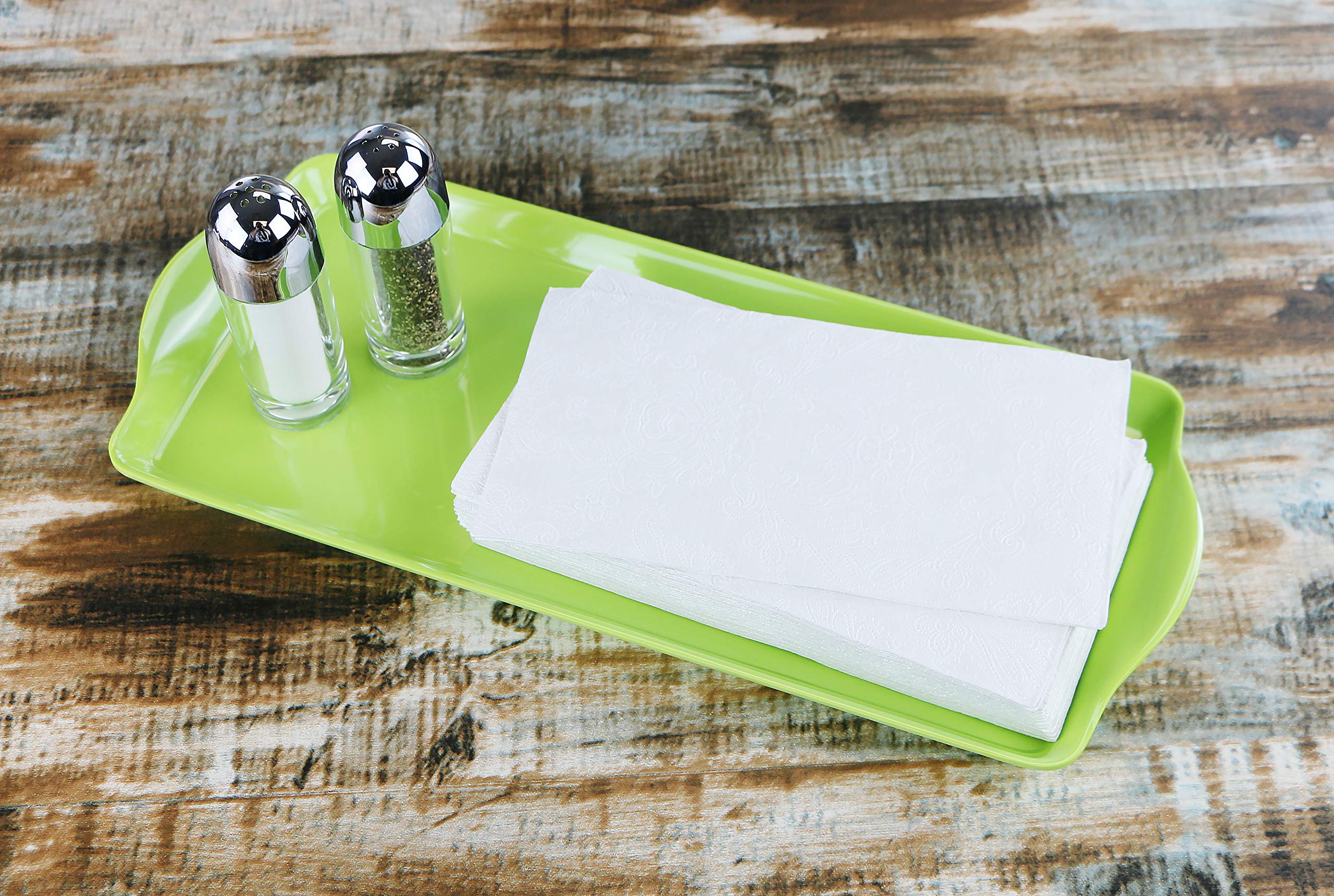 Calypso Basics Melamine Plastic Tidbit Bpa-Free, Food Safe, Multipurpose Platter Serving Tray, Bathroom/Table Organizer, Lime
