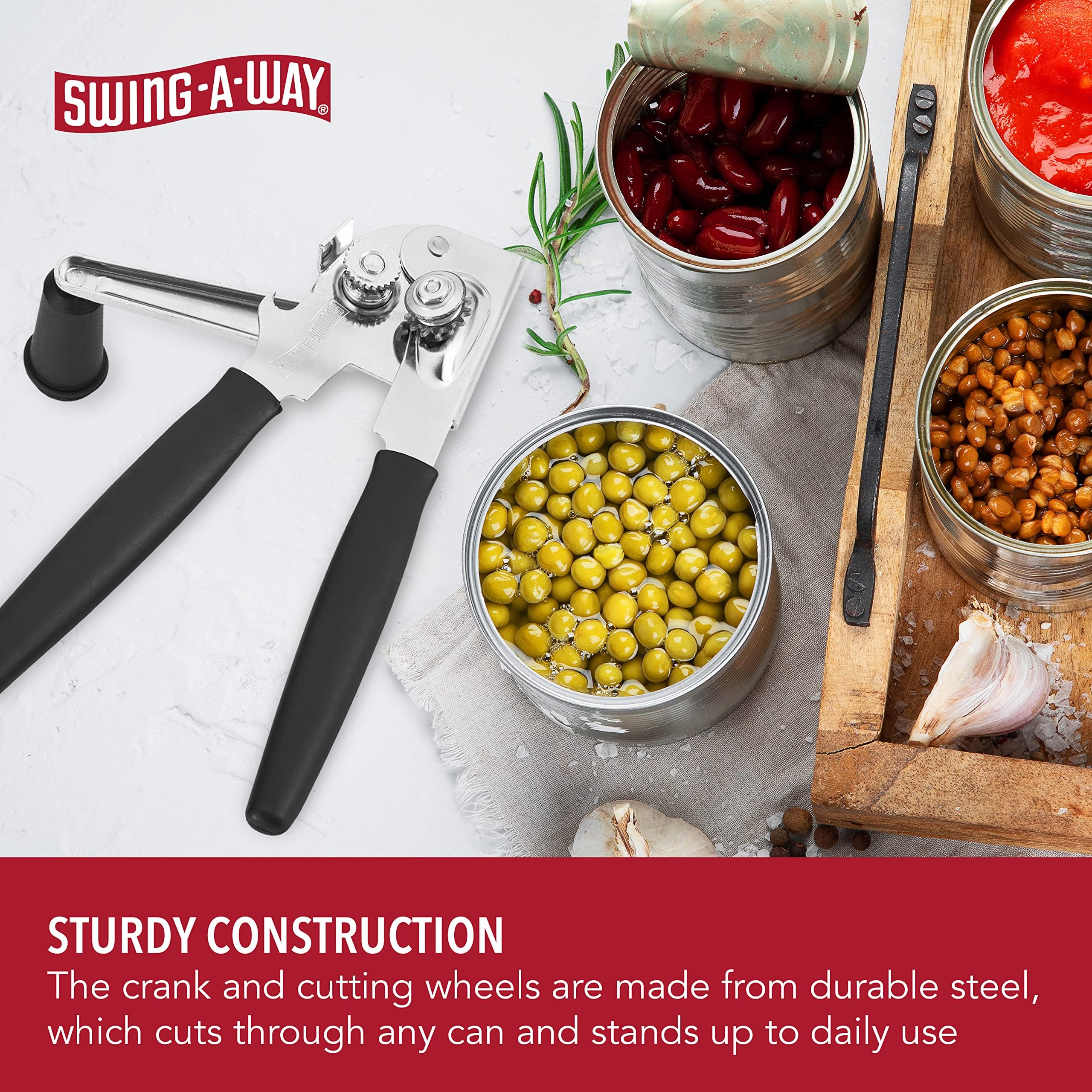 Swing A Way Easy Crank Can Opener Heavy Duty Commercial Large Ergonomic Handheld