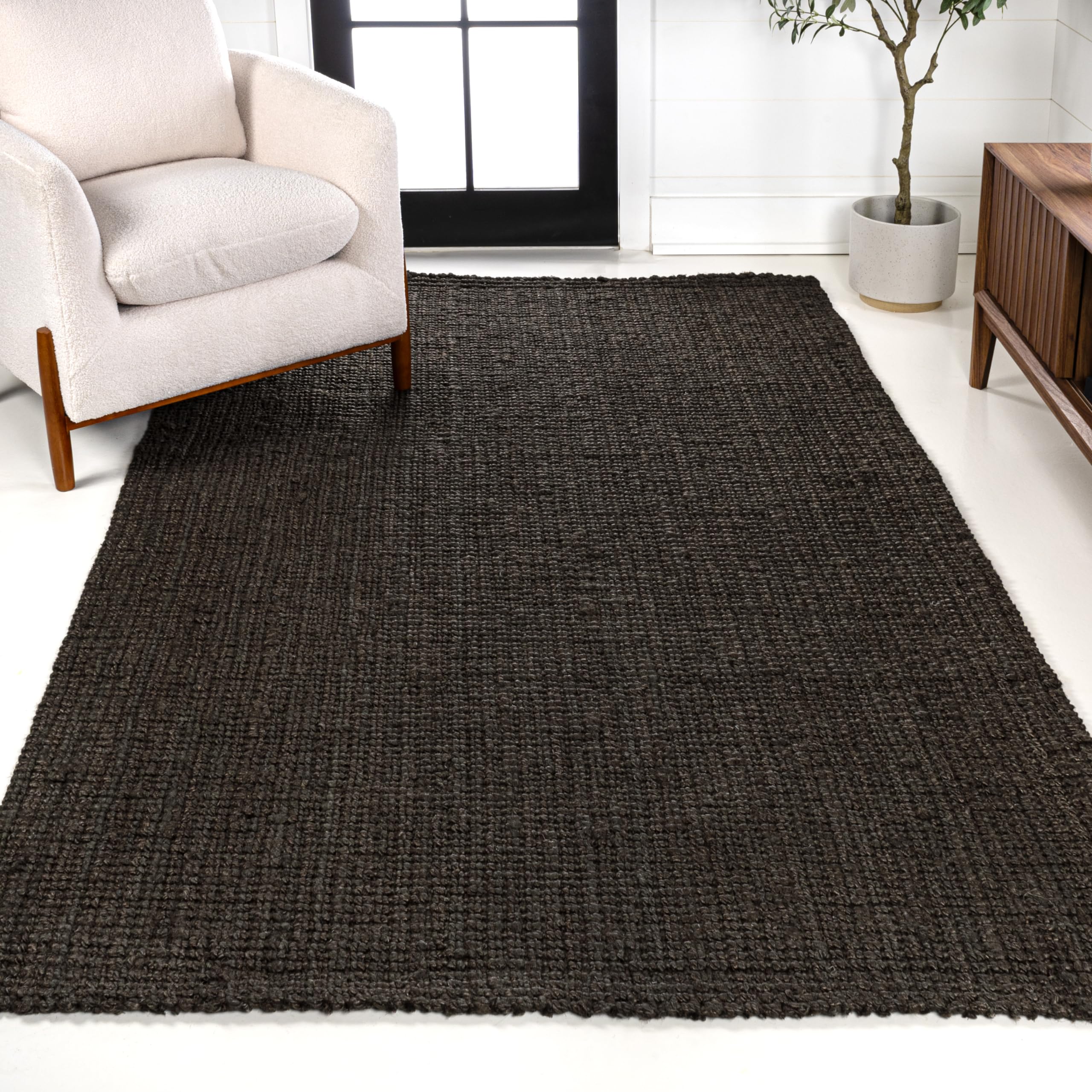 JONATHAN Y NRF102G-5 Pata Hand Woven Chunky Jute Brown 5 ft. x 8 ft. Area Rug Rustic, Vintage, Industrial, Perfect for Bedroom, 
