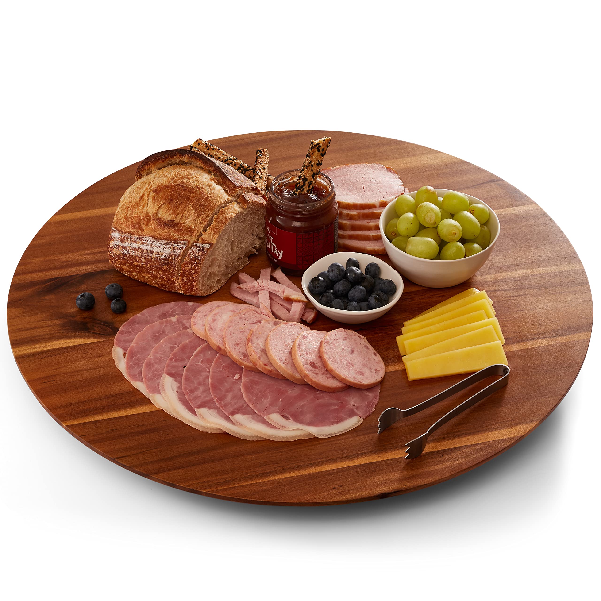 Tidita 21'' Acacia Lazy Susan Turntable For Table - Wooden Charcuterie Boards Cheese Board - Extra Large Lazy Susan Organizer -