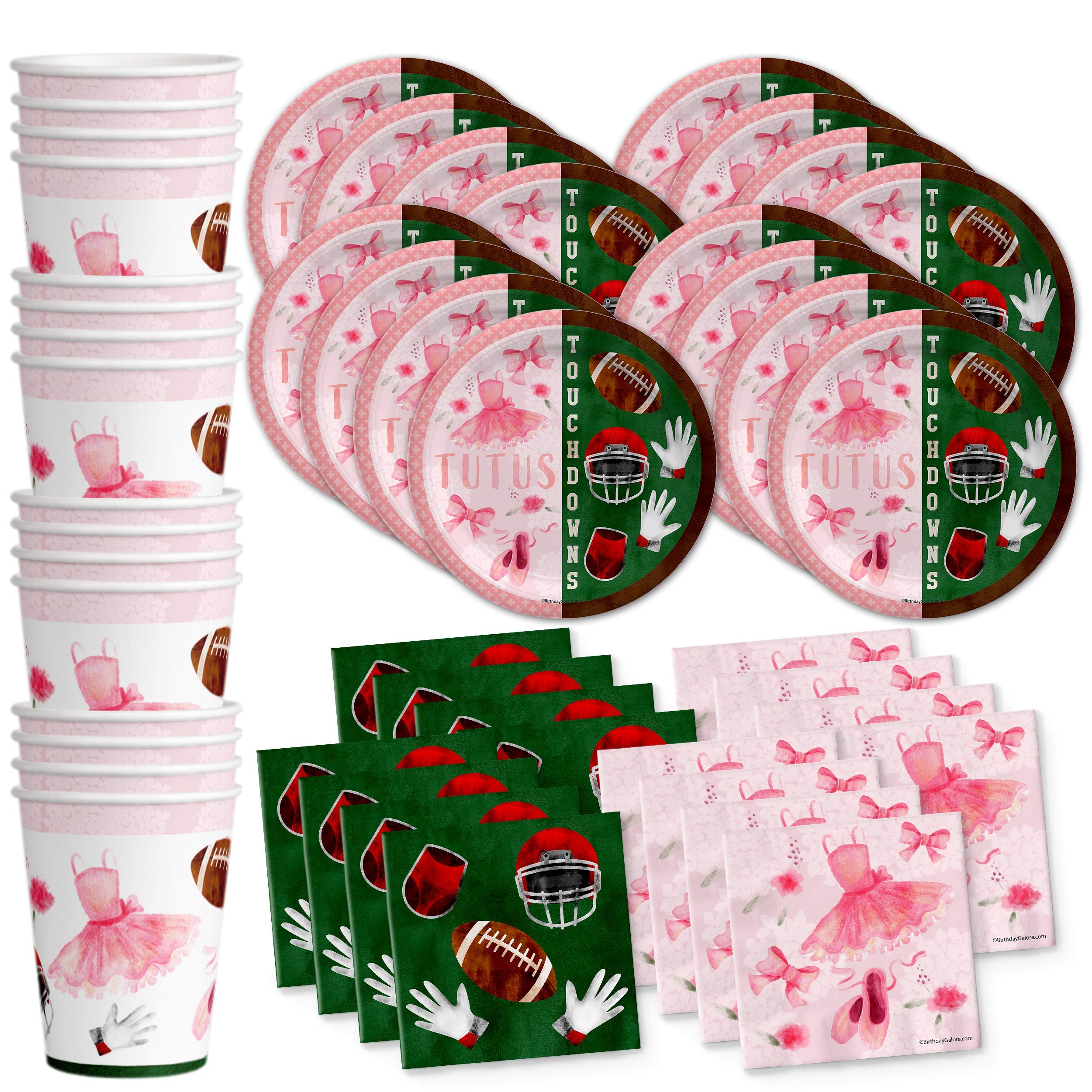 Tutus Or Touchdowns Gender Reveal Party Supplies Set Plates Napkins Cups Tableware Kit For 16