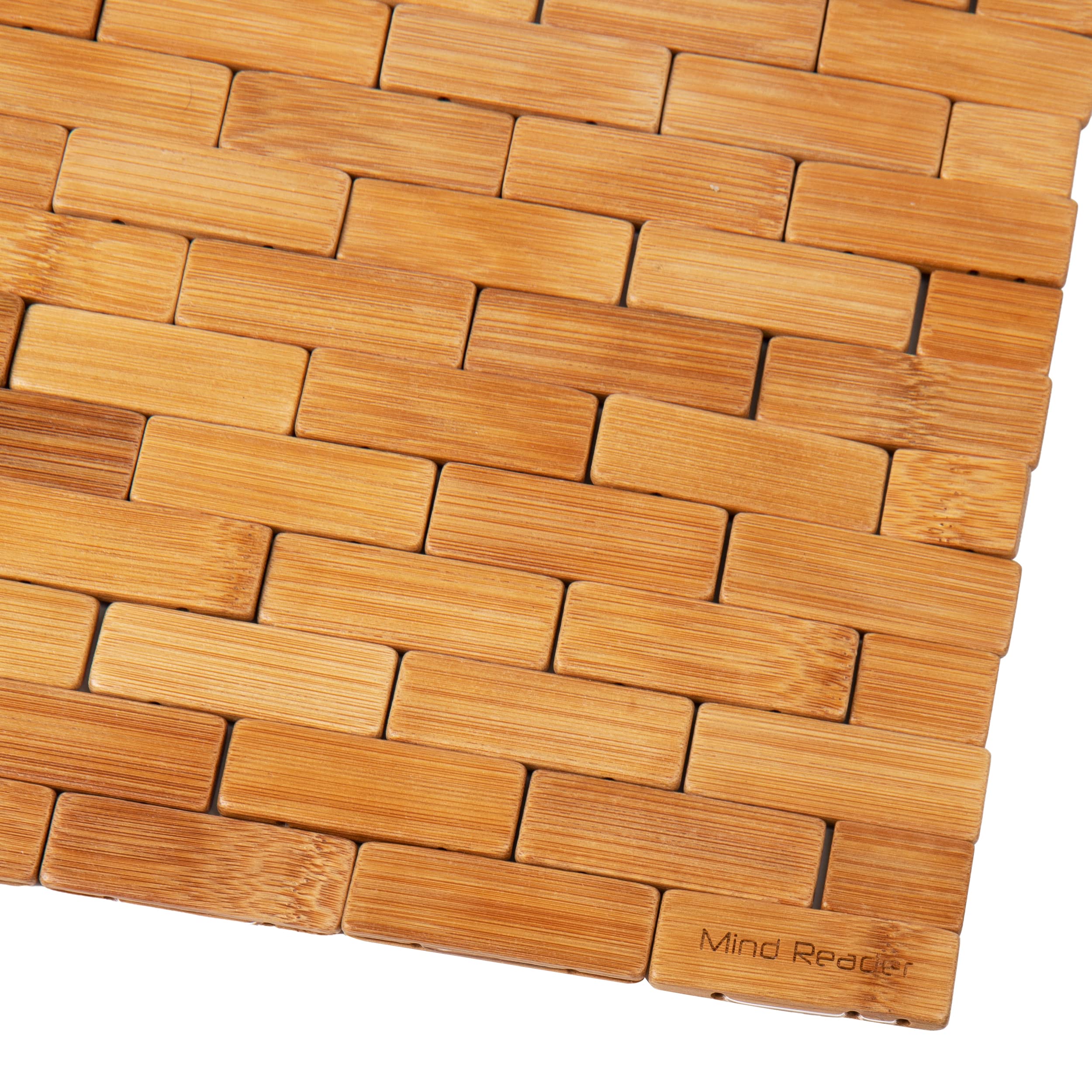 Mind Reader Bath Mat, Shower Mat, Bathtub Mat, Bathroom Accessory, Wood, Rayon From Bamboo, 23.5''L X 16.5''W X 0.4''H, Brown
