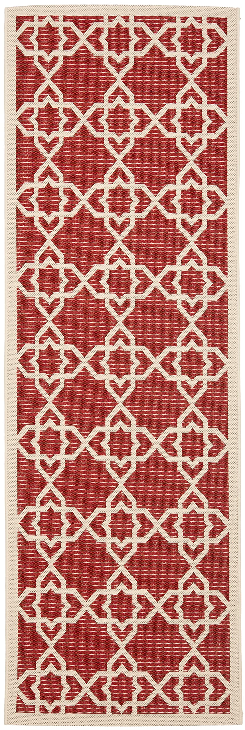 SAFAVIEH Courtyard Collection Runner Rug - 23 x 67, Red & Beige, Non-Shedding & Easy Care, Indoor/Outdoor & Washable-Ideal for