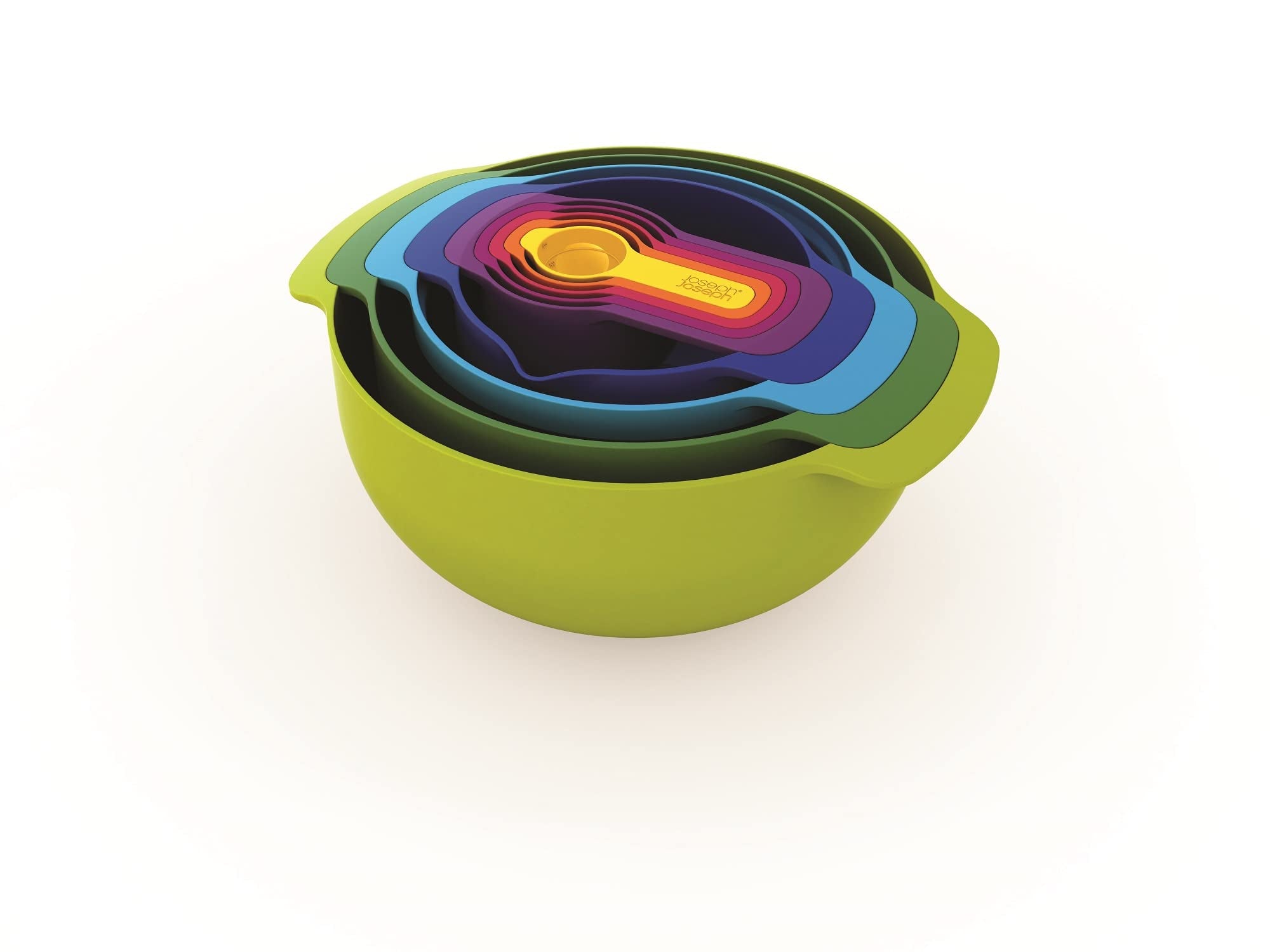 Joseph Joseph Nest 9 Plus, 9 Piece Compact Food Preparation Set With Mixing Bowls, Measuring Cups, Sieve And Colander, Multicolo