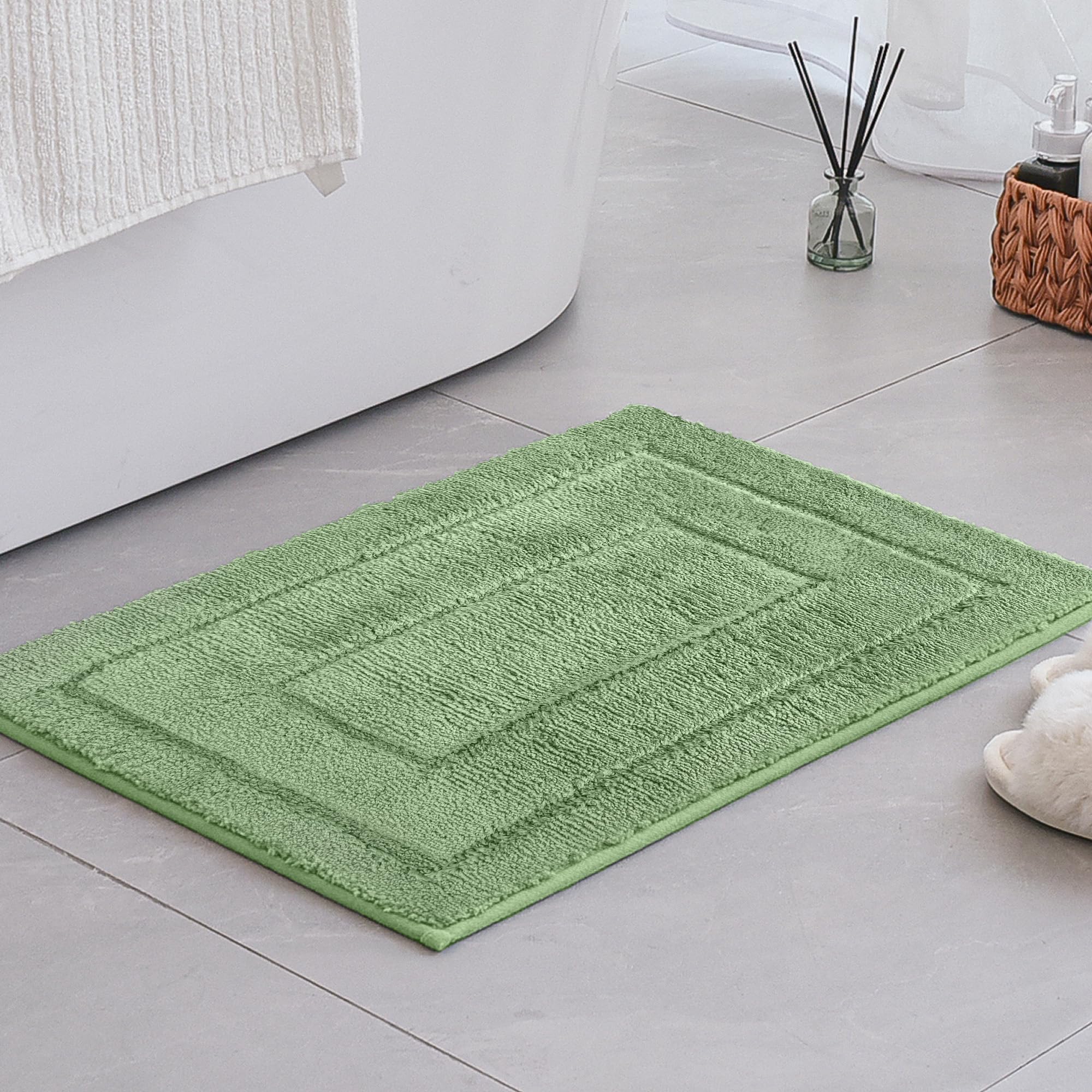 Granny Says Sage Green Bathroom Rugs Non Slip, 16'' X 24'', Small Bathroom Rugs Washable,Bath Rugs For Bathroom,Bath Mats For Ba
