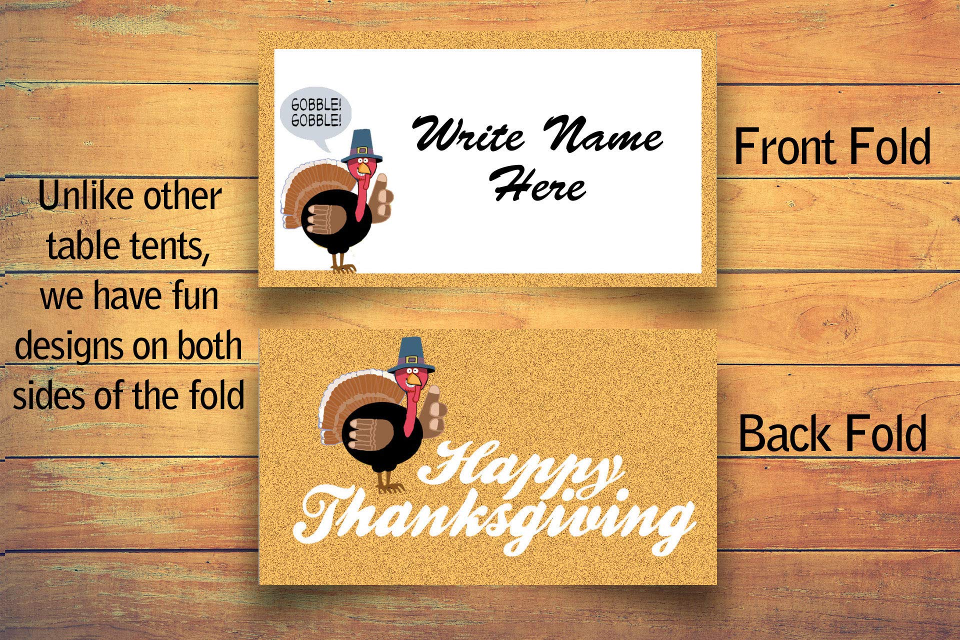 Stonehouse Collection Thanksgiving Table Tent Place Cards - 25 Thankgiving Turkey Guest Seating Name Cards - Table Tents - Place