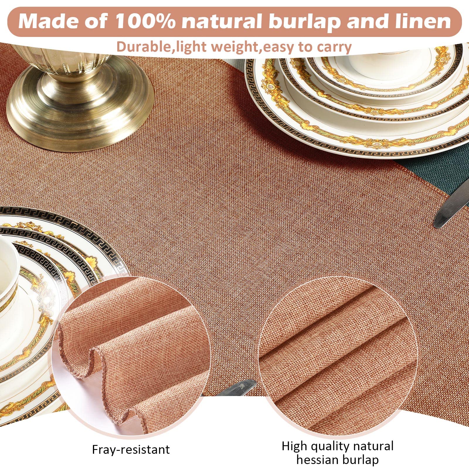 10 Pcs Burlap Table Runner 12 X 71 Inch Farmhouse Jute Burlap Placemats No Fray Long Burlap Tablerunner With Finished Edges Burl