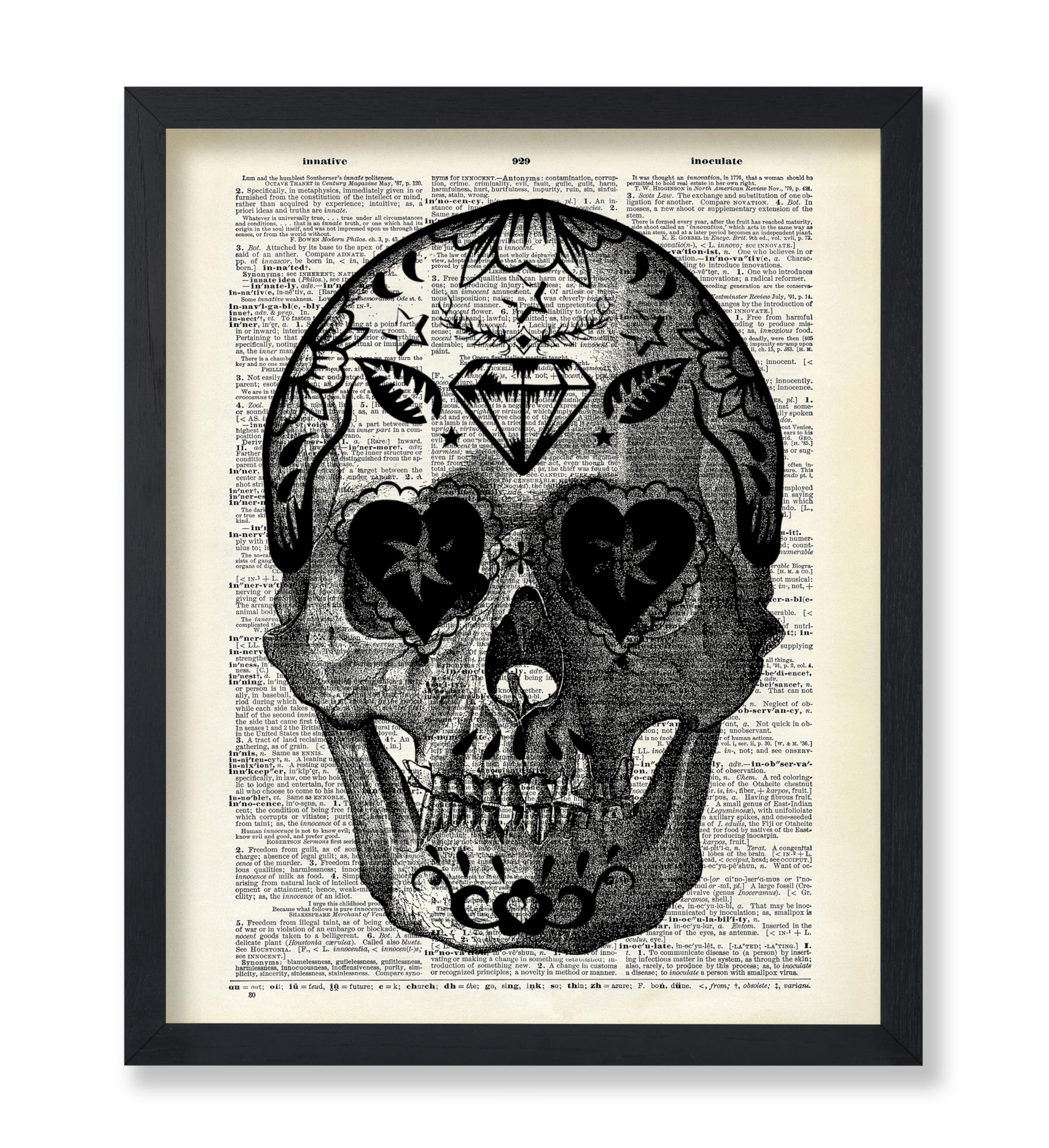 Poster Master Dictionary Art Poster - Retro Sugar Skull Print - Tattoo Art - Day Of The Dead Art - Gift For Men, Women - Cool Go