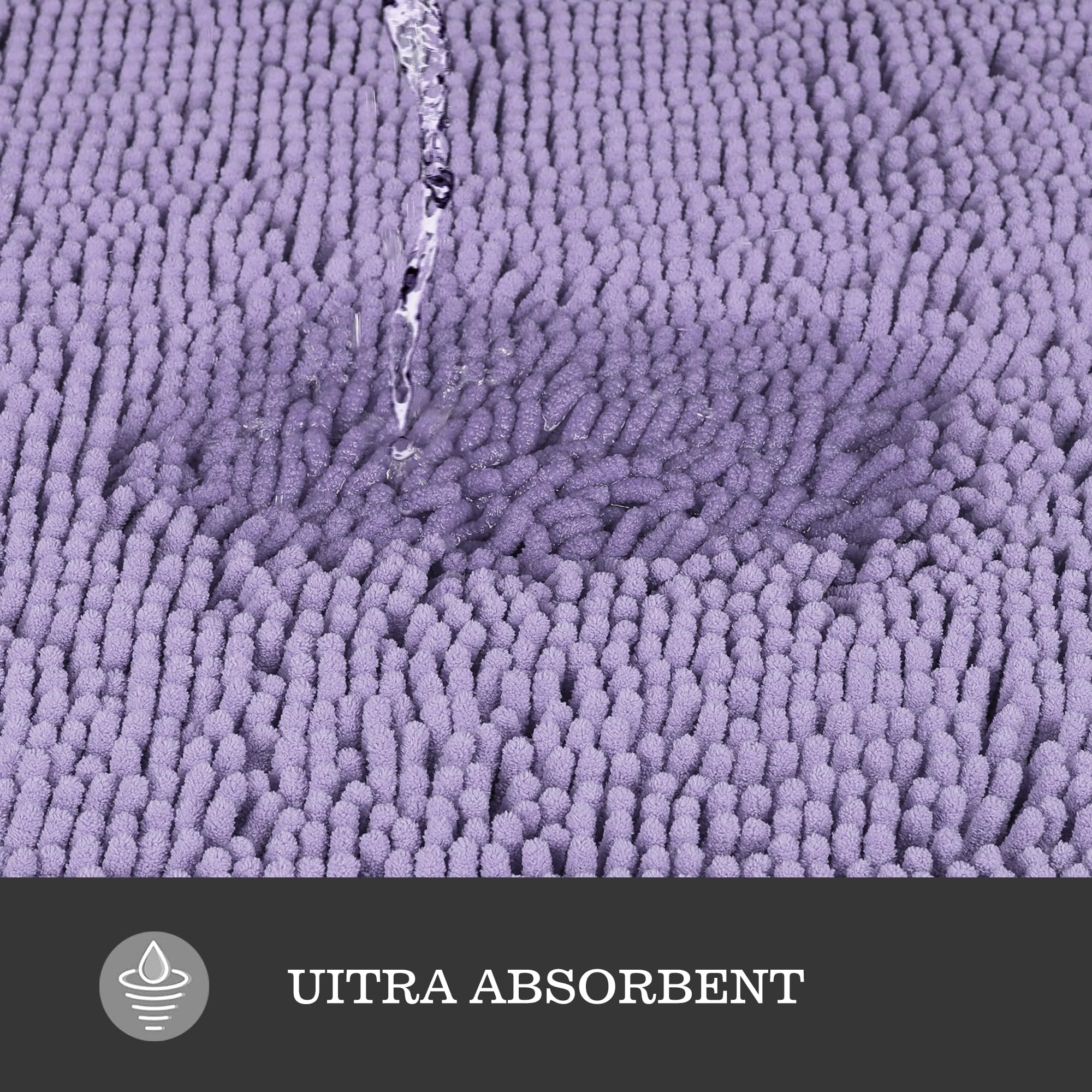 Yeaban Lavender 47 X 17 Bathroom Rug - Thick Chenille Bath Mats | Absorbent And Washable Bath Rug Non-Slip, Plush And Soft Rugs