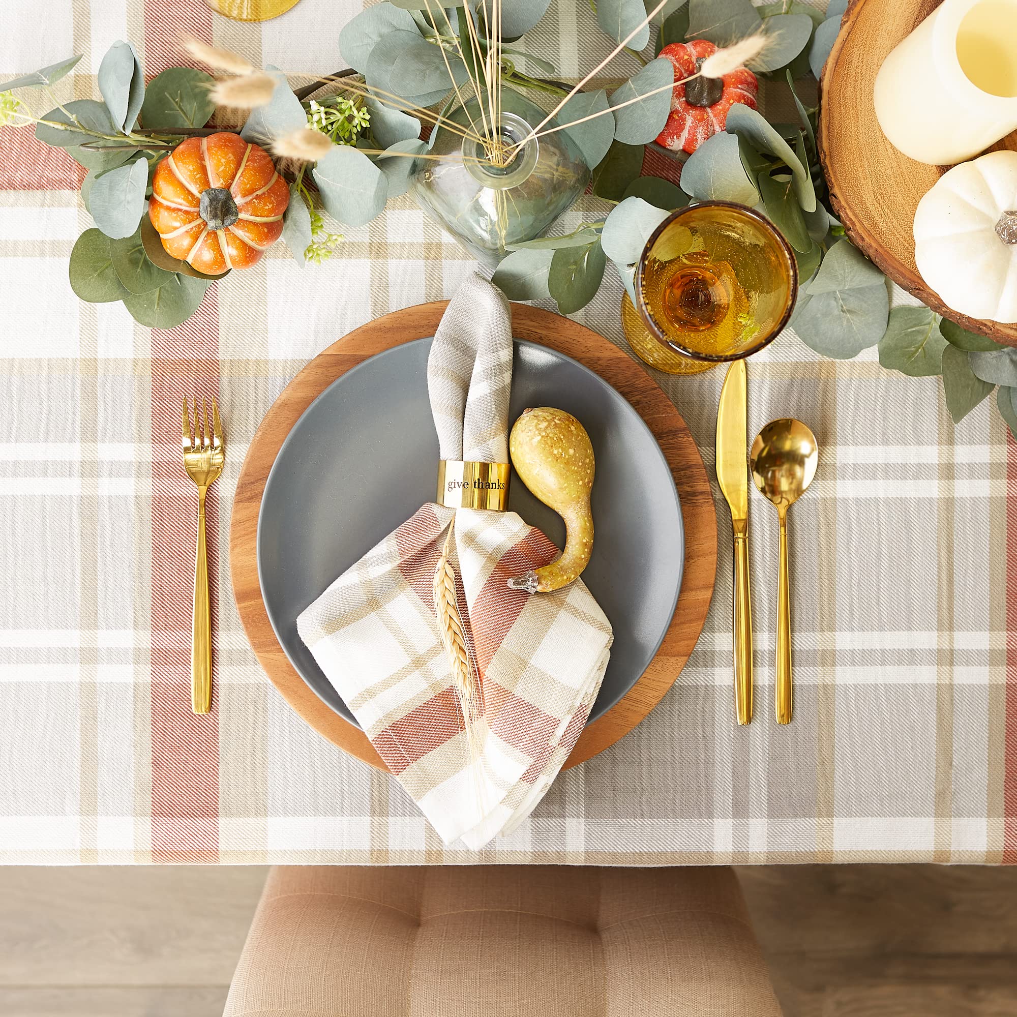 DII Thanksgiving Cozy Picnic  Plaid Tablecloth 52x52''