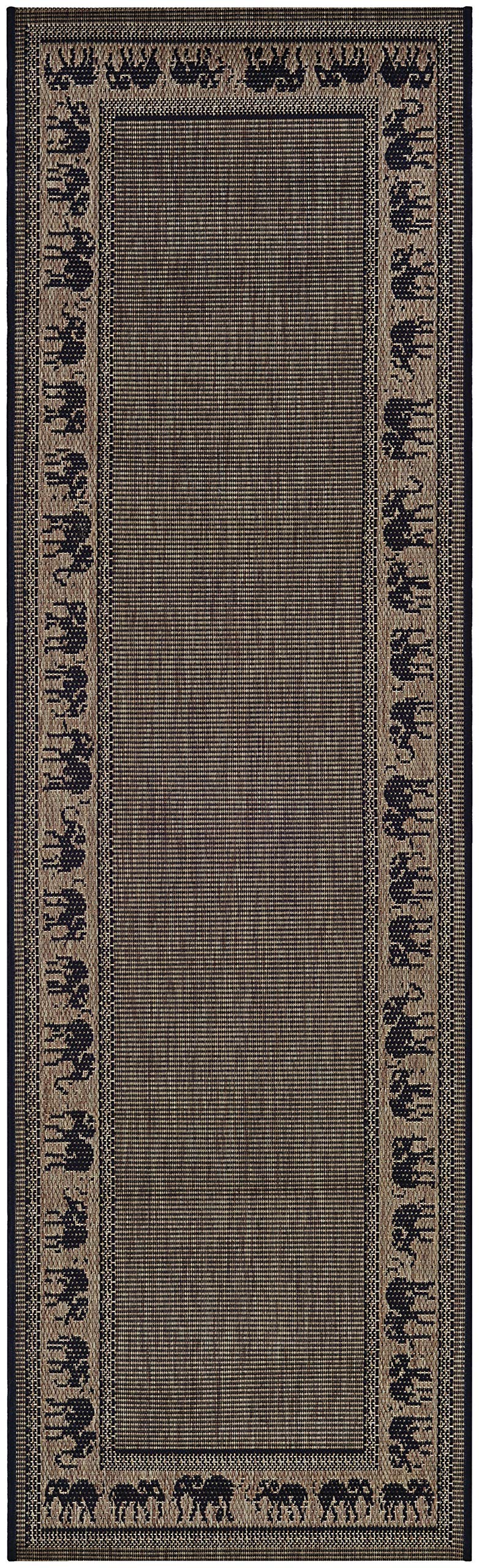 Couristan Recife Elephant Indoor/Outdoor Area Rug, 23 x 710, Cocoa-Black
