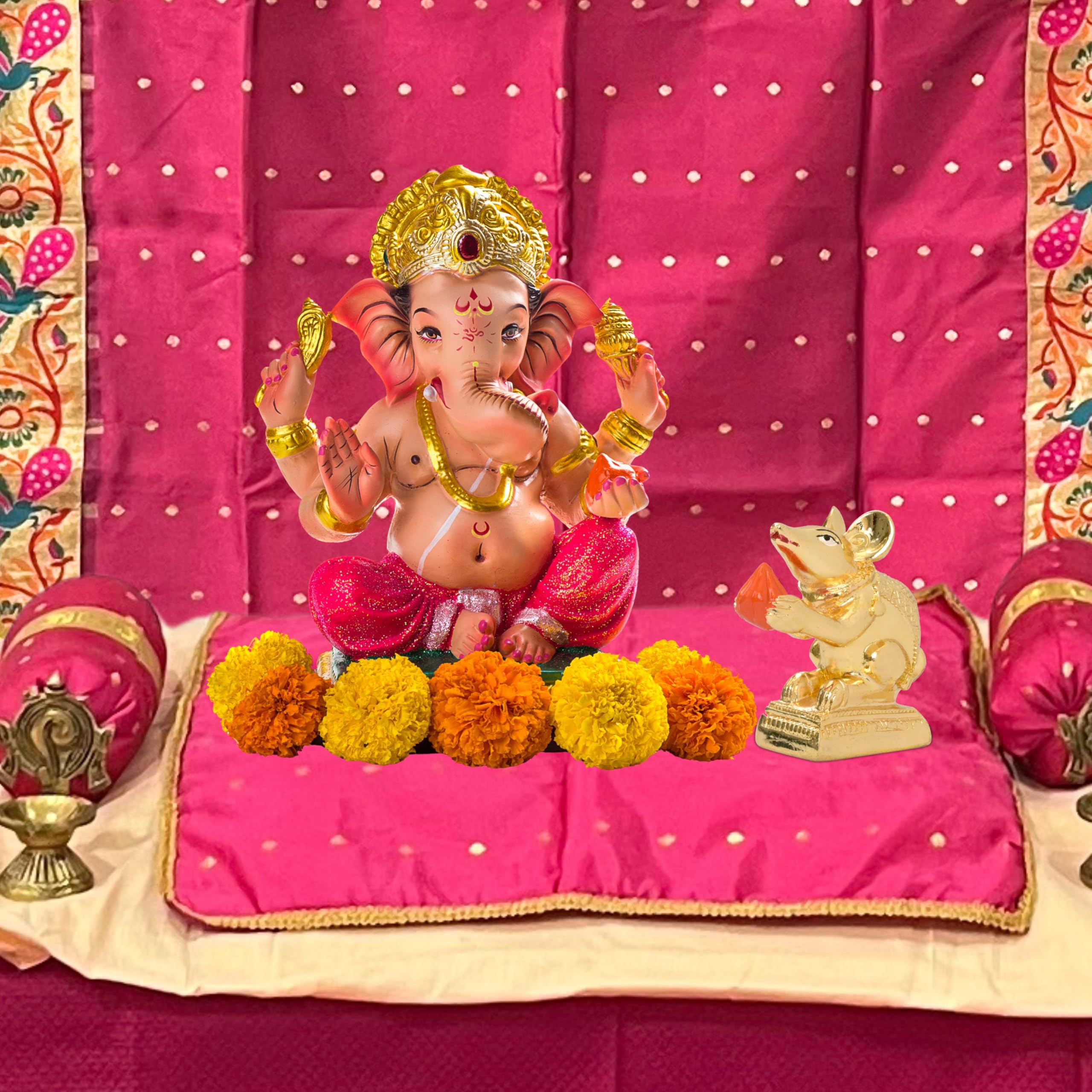 Punyatva Mushak Idol For Ganpati Pooja (Gold Metal) / Gauri Ganpati Festival Decoration Accessories/Ganpati Jewellery/Ganpati Sa