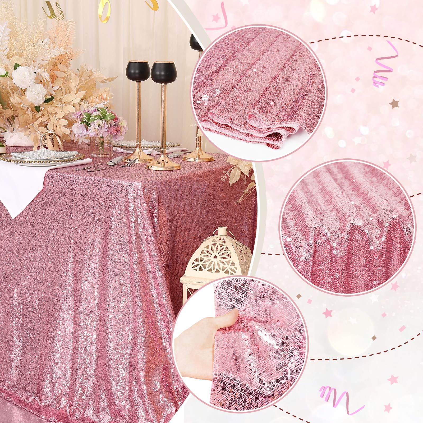 Partydelight Sequin Tablecloth Fuchsia Pink Rectangle 60X102 Shimmer Table Cloths Sparkle Glitter Decorations