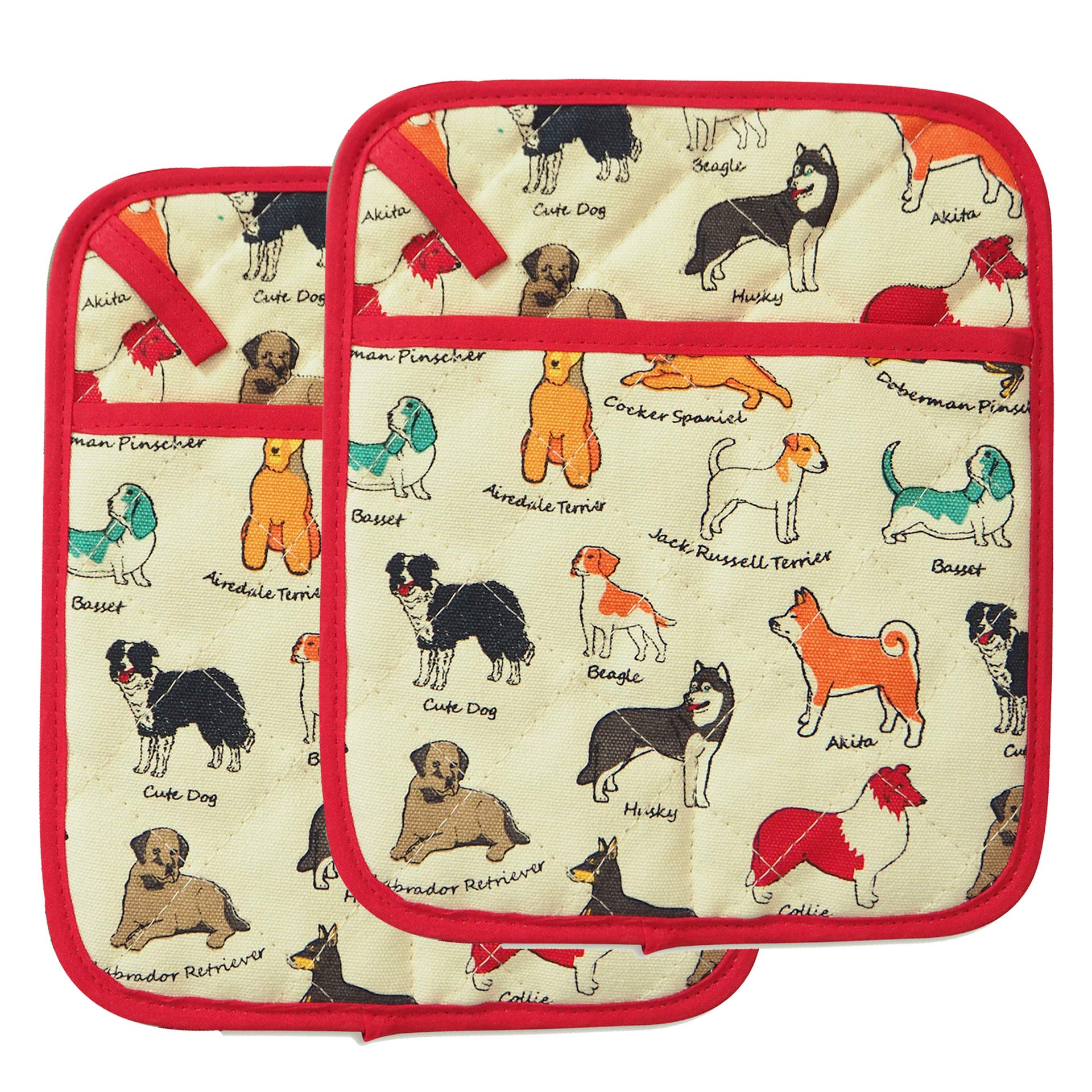 Pot Holders Set Of 2 Heat Resistant 480? Kitchen 100% Cotton Comfortable Lining Printing Dog Flower Women Men Home Cooking Bakin