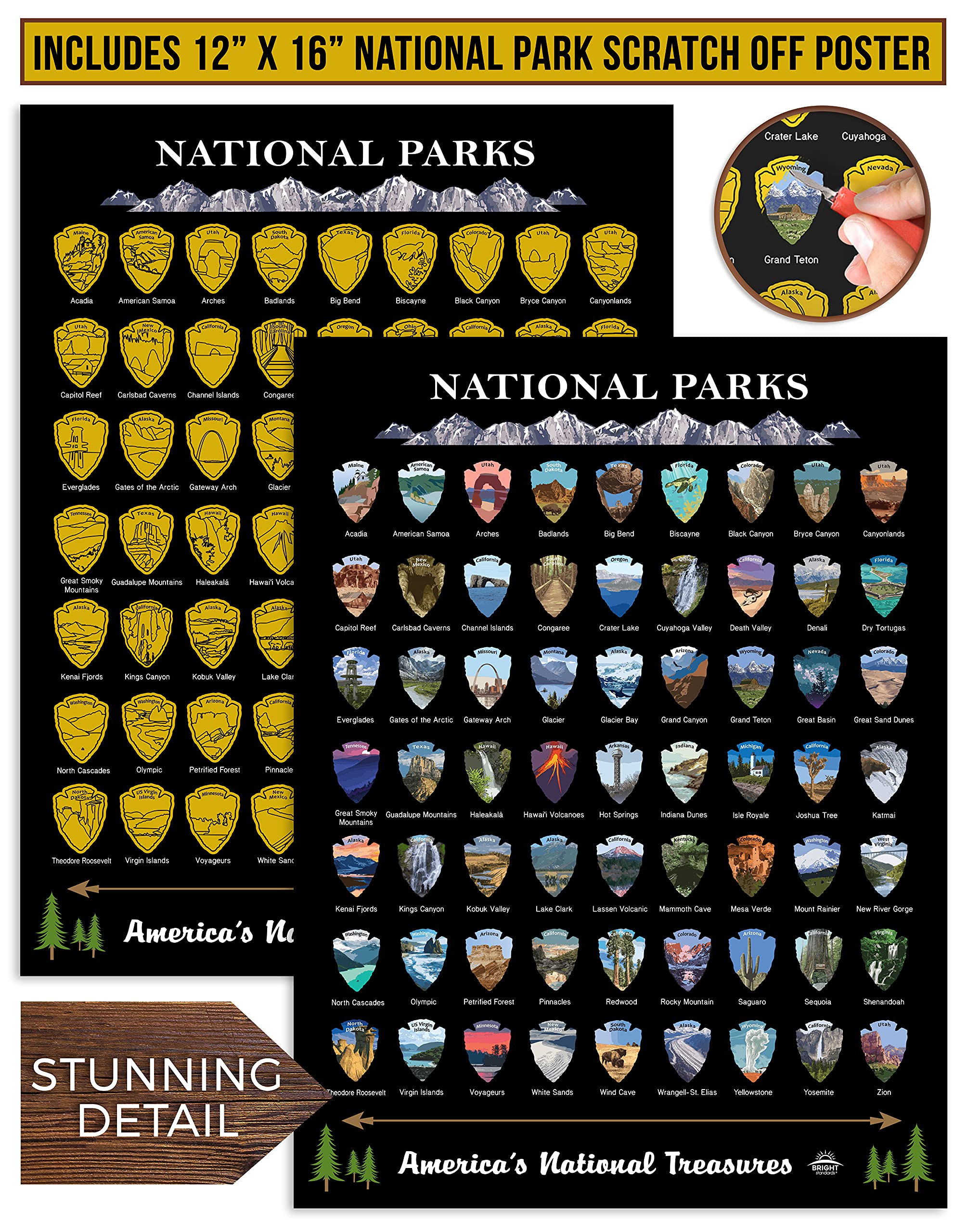 Scratch Off Map Of United States + All 63 Us National Parks Scratch Off Poster, 85 Usa Landmarks, Travel Map Kit, 50 State Photo